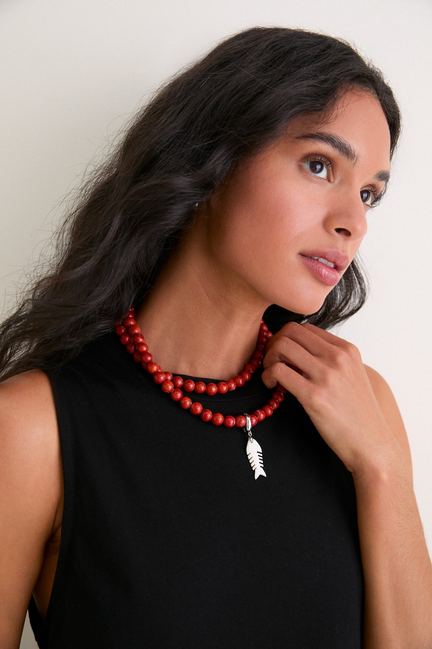 Rust Sardine Stone Necklace