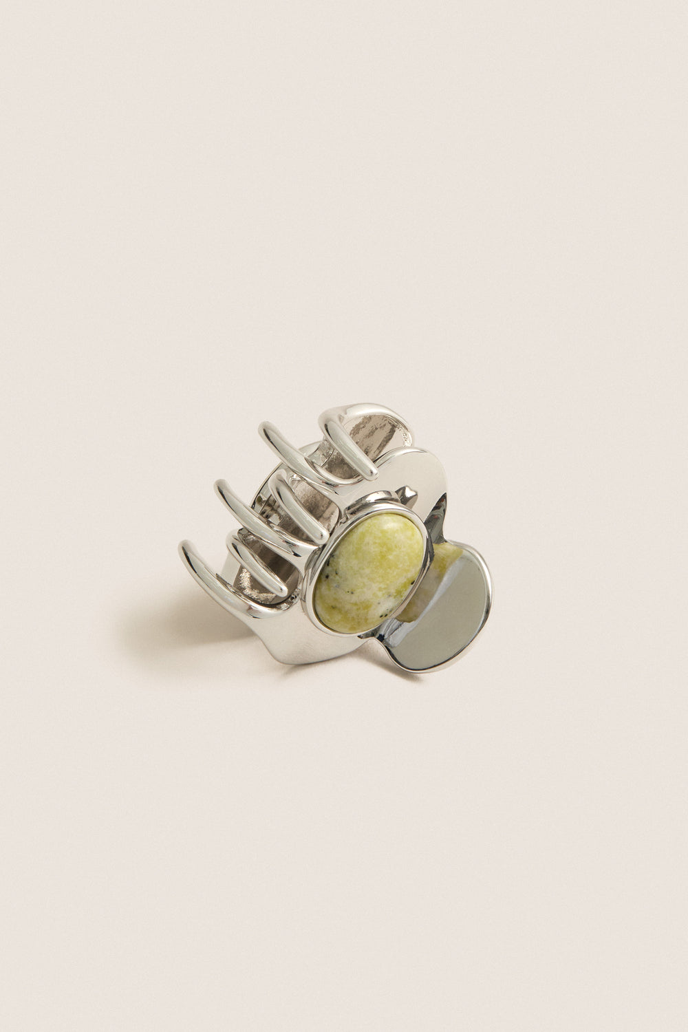 Yellow Turquoise and Rhodium Amara Mini Stone Claw Clip