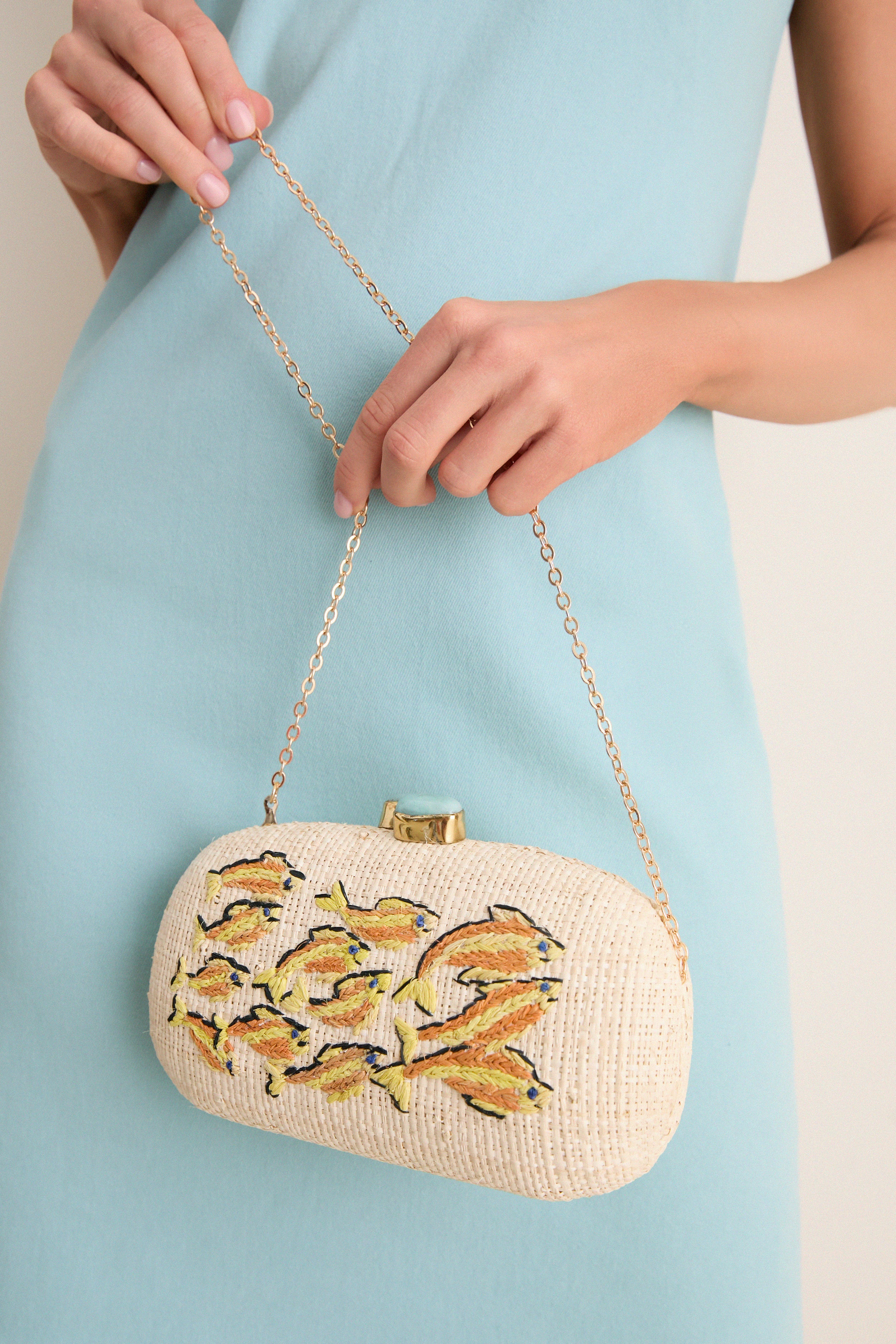 Natural and Yellow Minnow Minaudiere