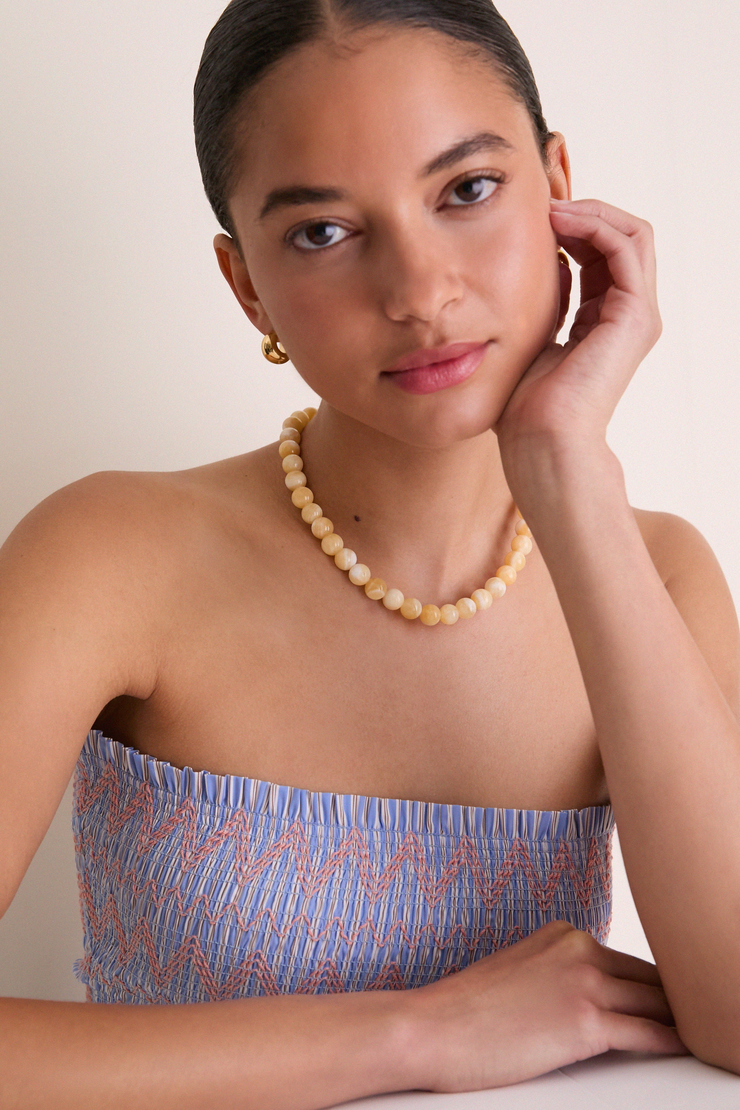 Beige Topaz Mary Necklace