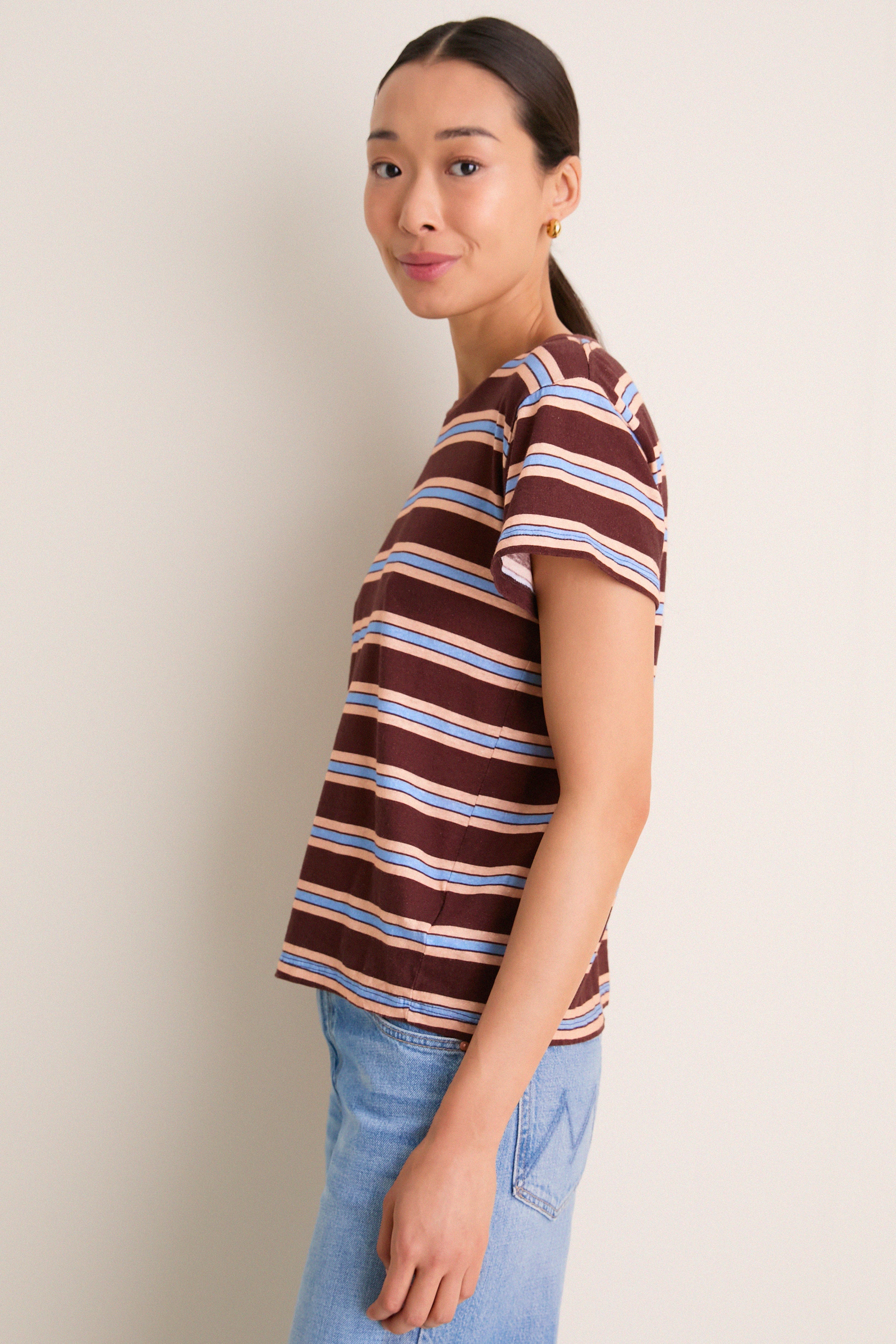 Rum Raisin Stripe Boxy Goodie Goodie Tee