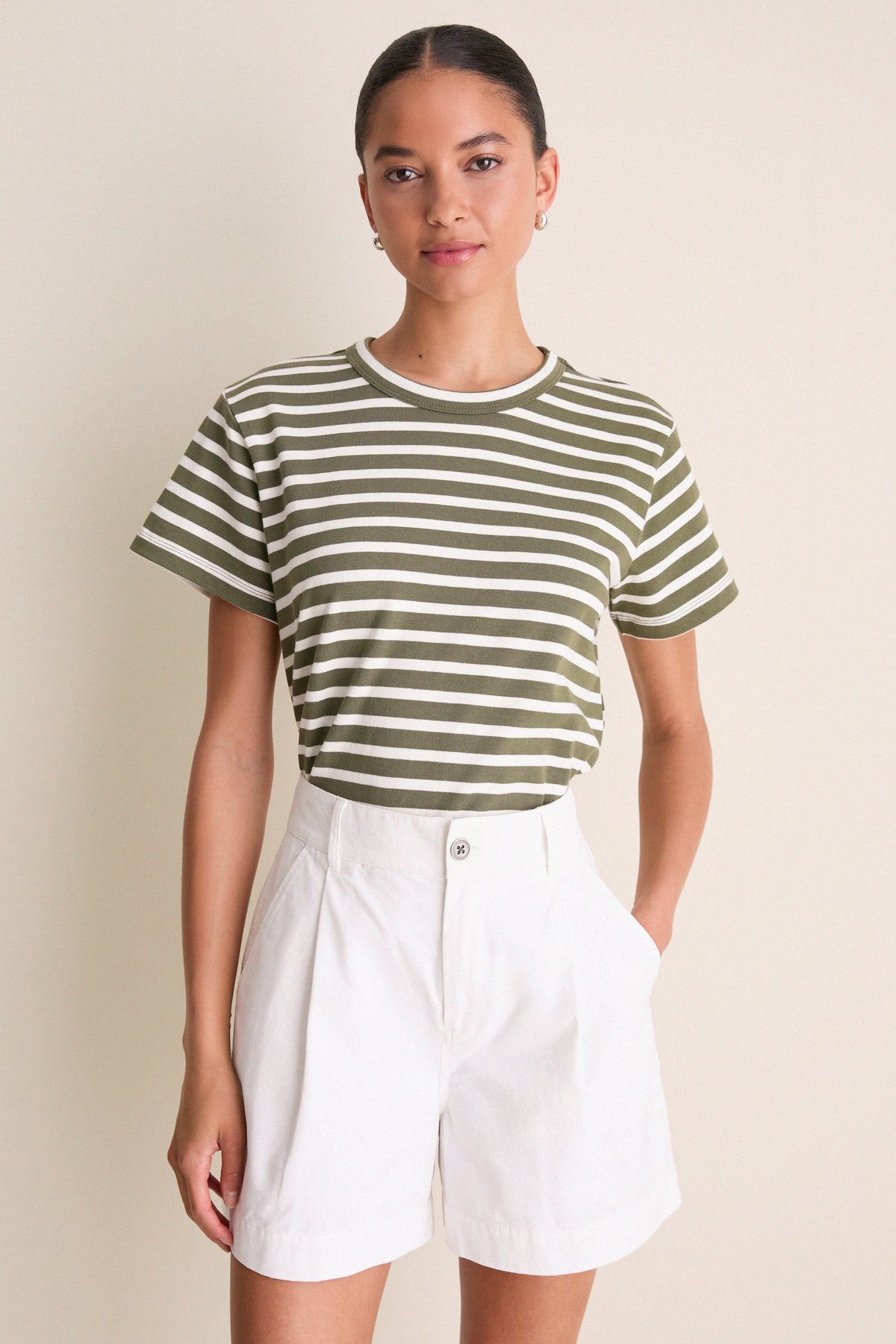 Olive Stripe Parker Classic Tee