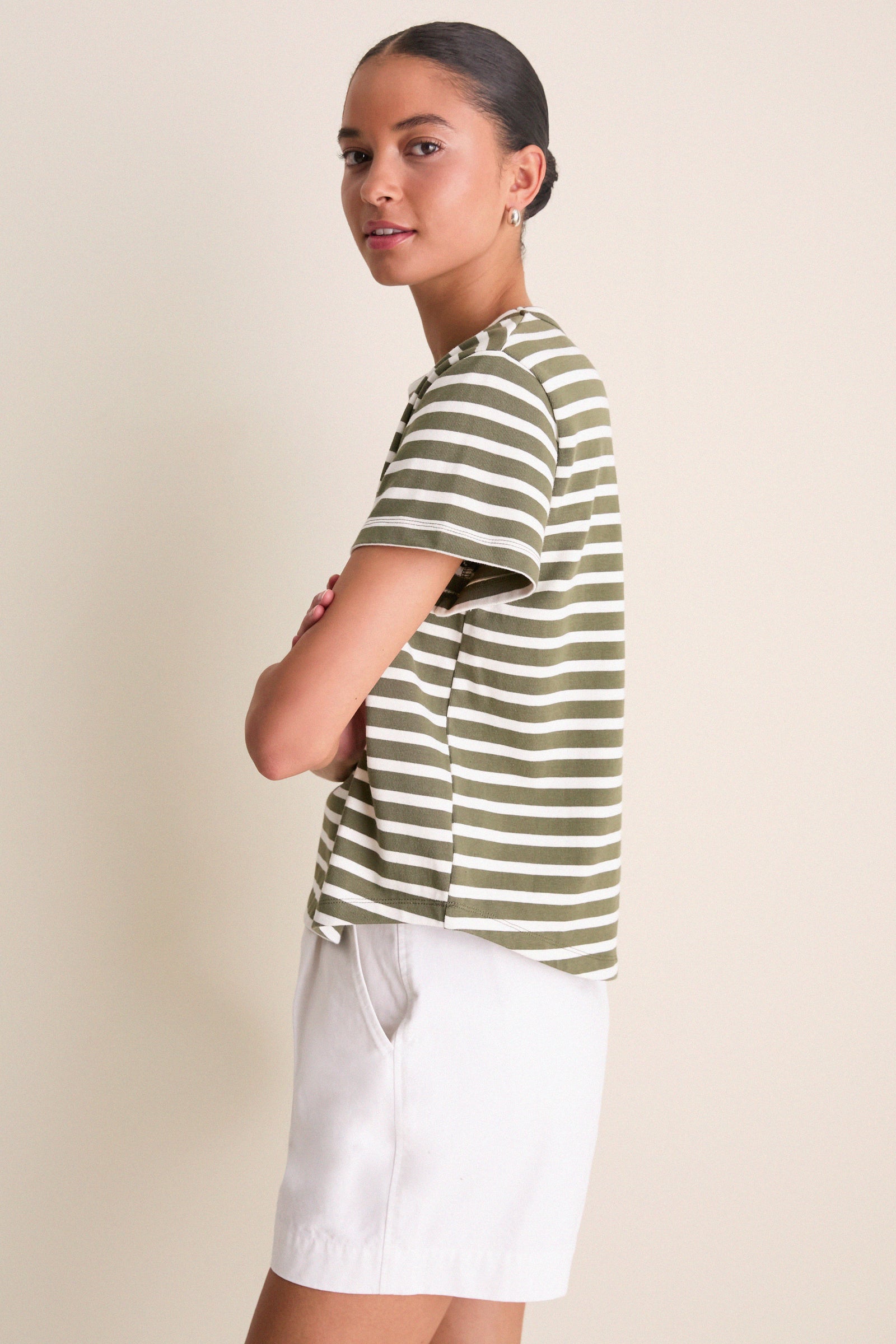 Olive Stripe Parker Classic Tee