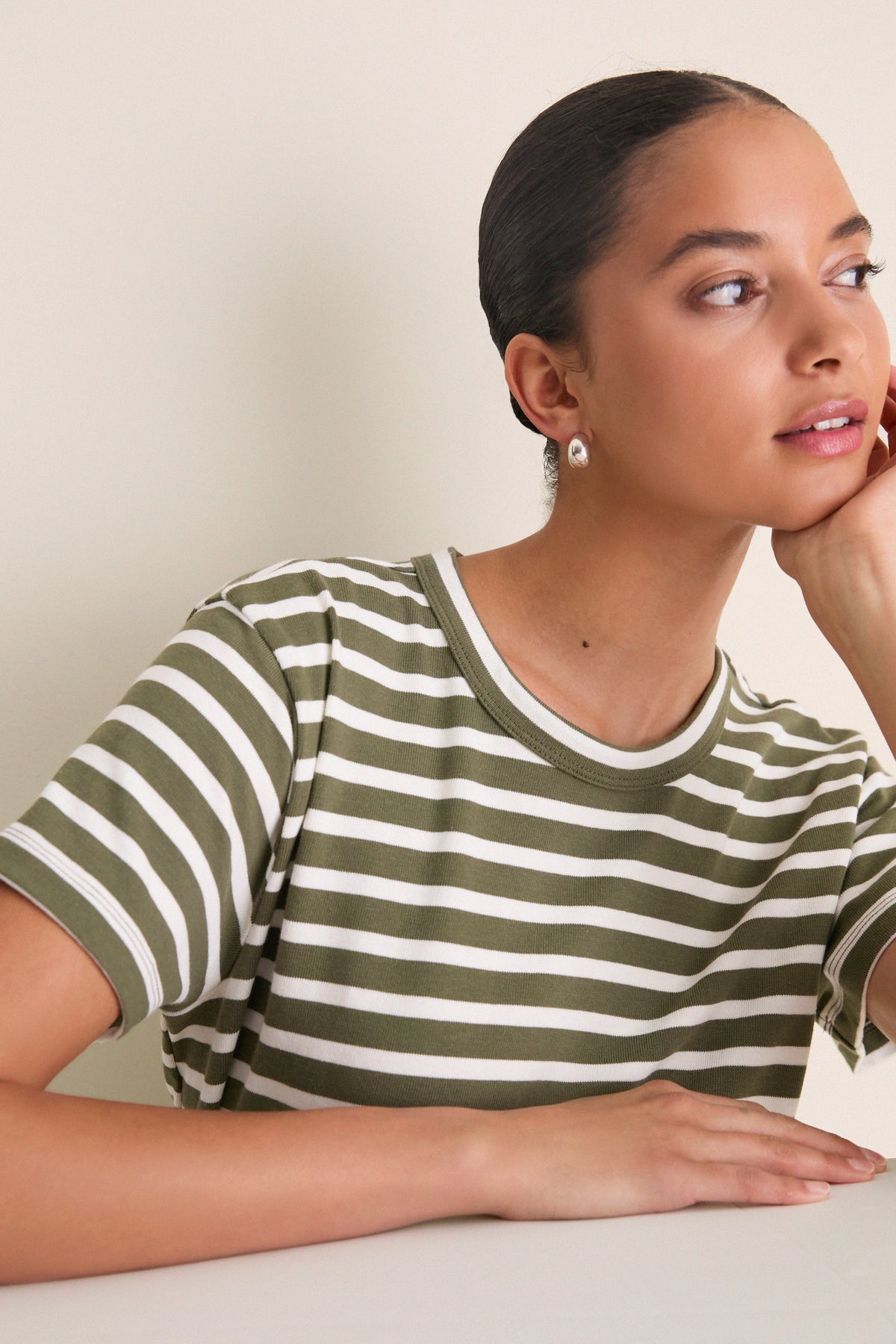 Olive Stripe Parker Classic Tee