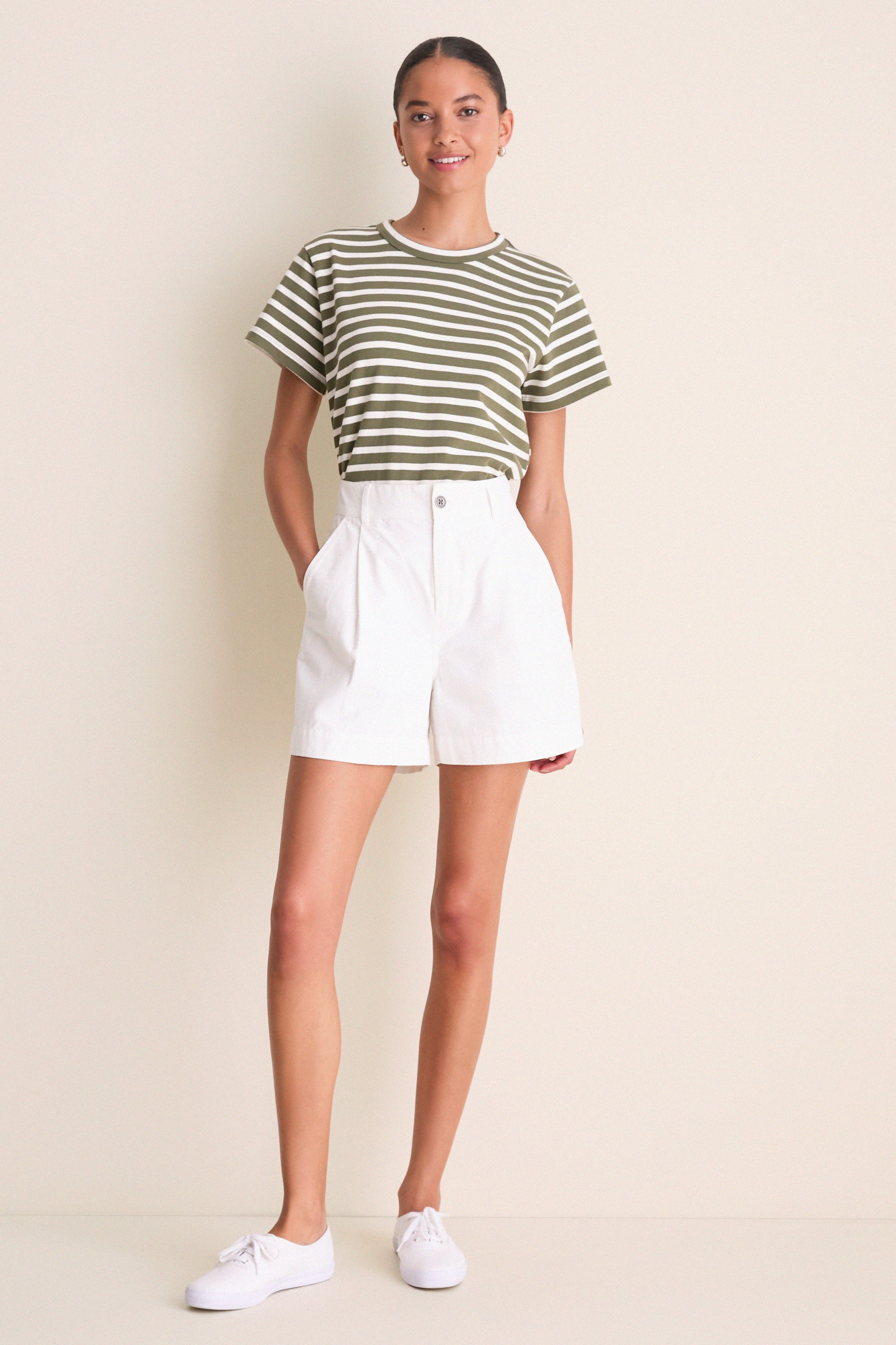 Olive Stripe Parker Classic Tee