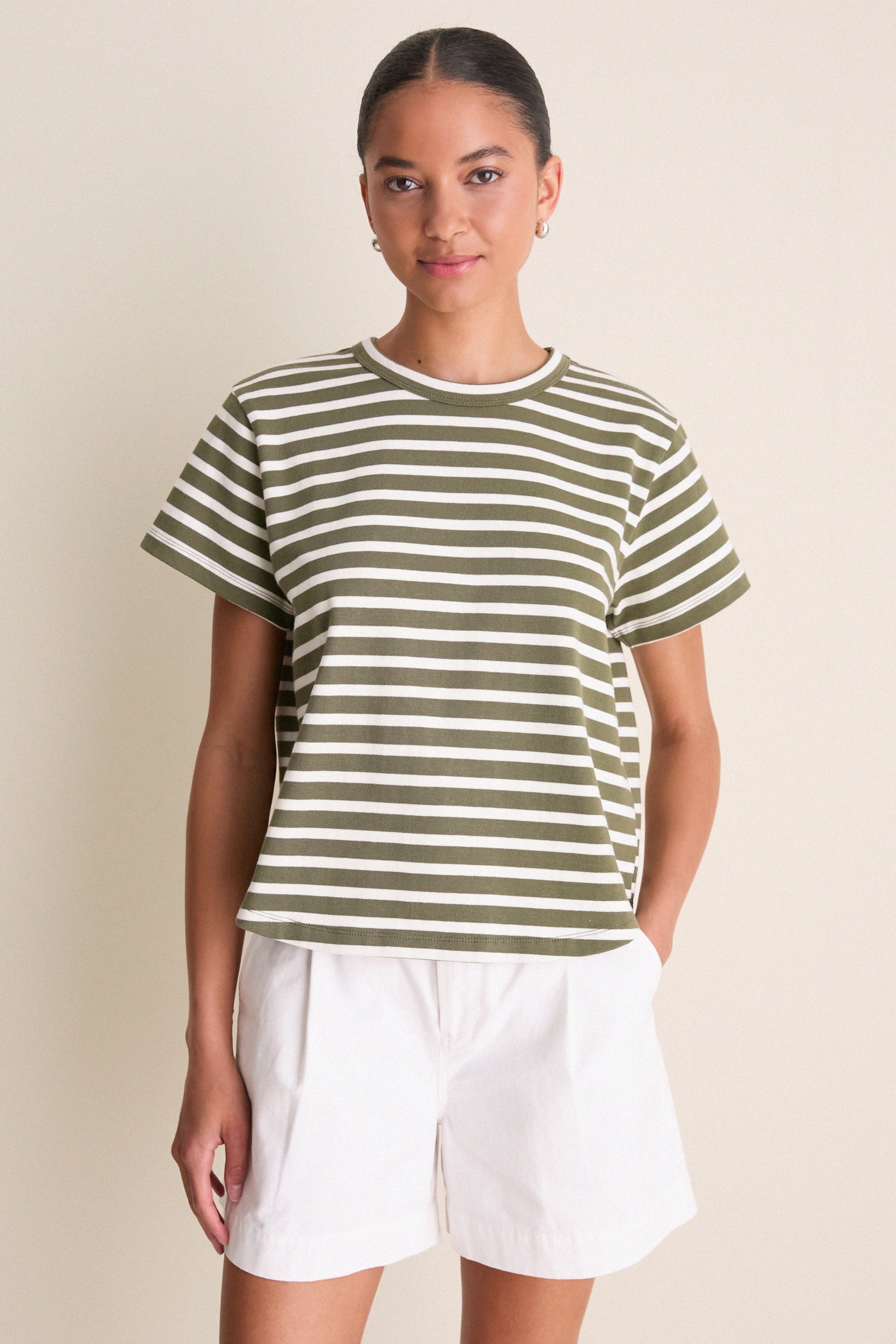 Olive Stripe Parker Classic Tee