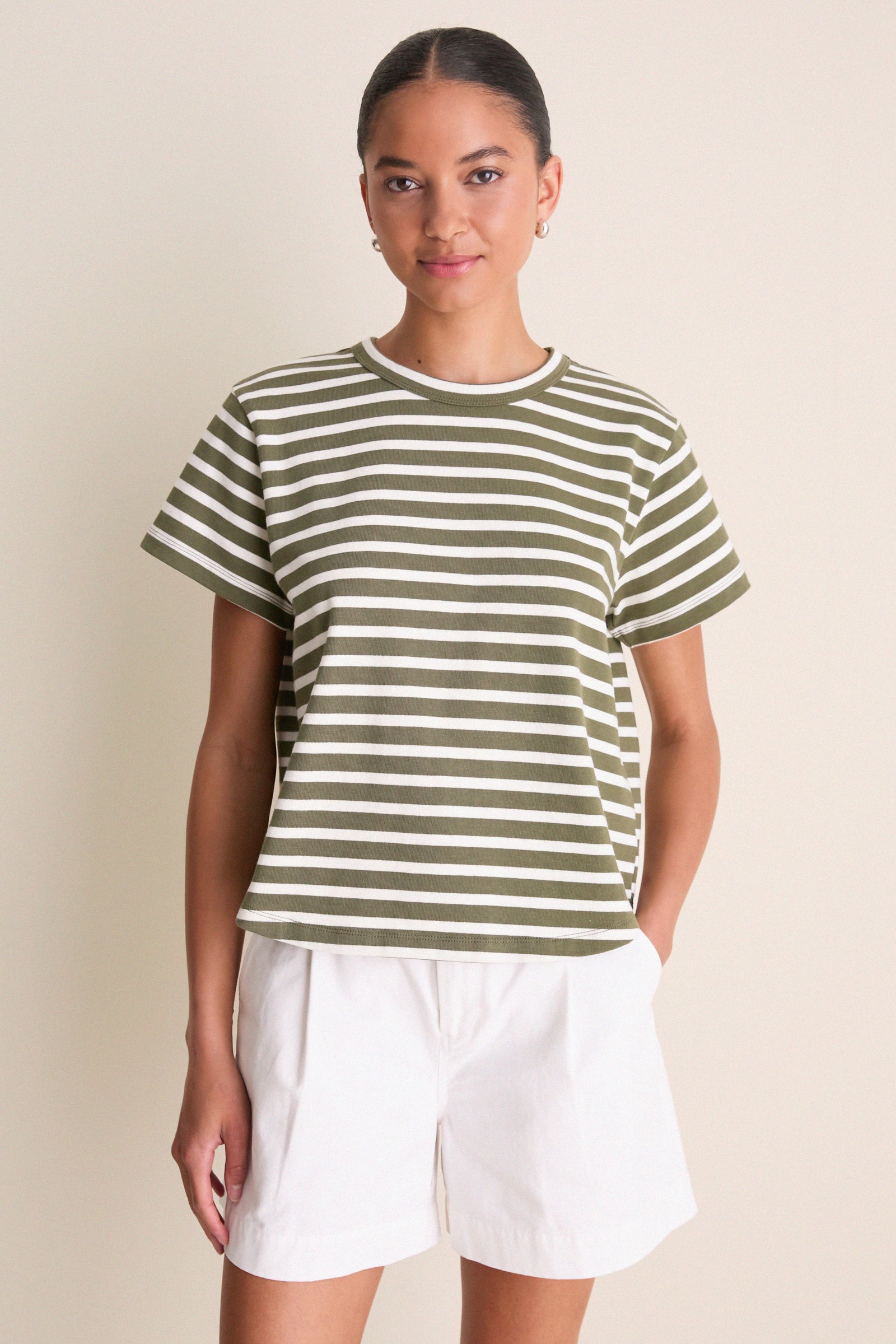 Olive Stripe Parker Classic Tee