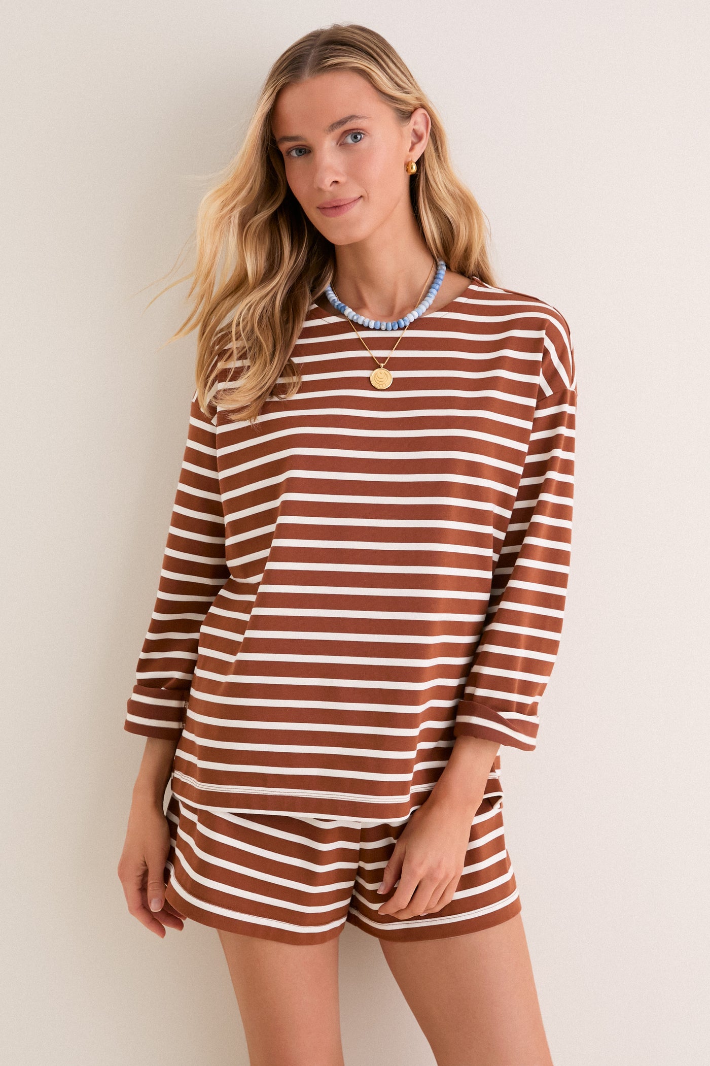 Mocha Stripe Knit Odie Tee