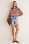 Mocha Stripe Knit Odie Tee