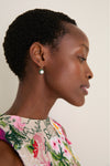Green Enamel Bezel Drop Earrings