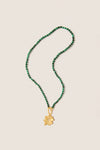 Malachite Knotted Gemstone Strand with Small Luck and Love Clover