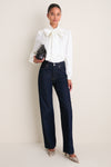 White Satin Brianna Bow Blouse