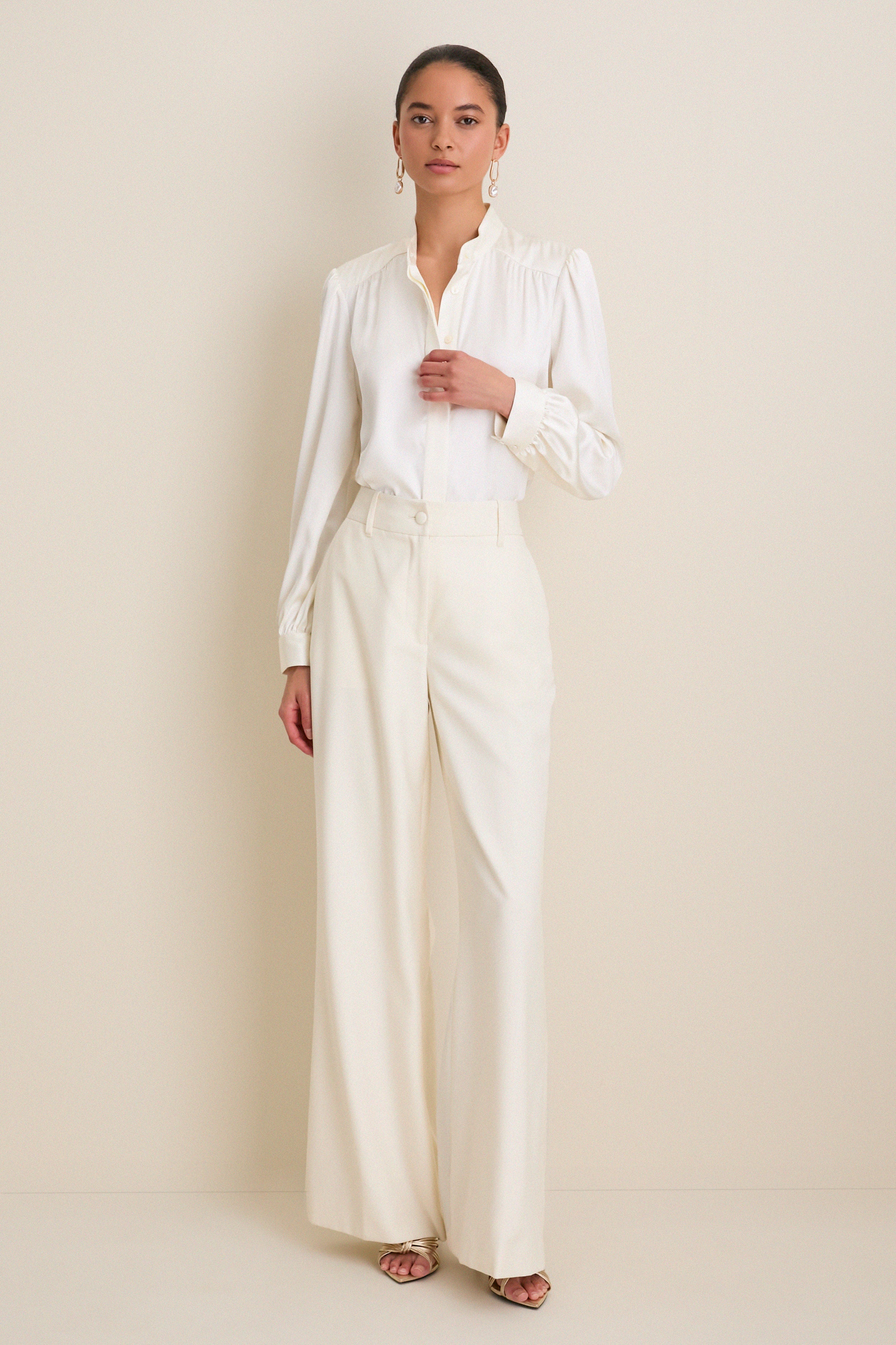 White Satin Brianna Bow Blouse