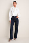 White Satin Brianna Bow Blouse