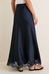Navy Satin Mischa Slip Skirt