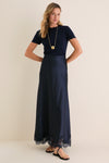 Navy Satin Mischa Slip Skirt