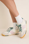 Egret with Dark Teal Revival Nylon Suede Sneakers