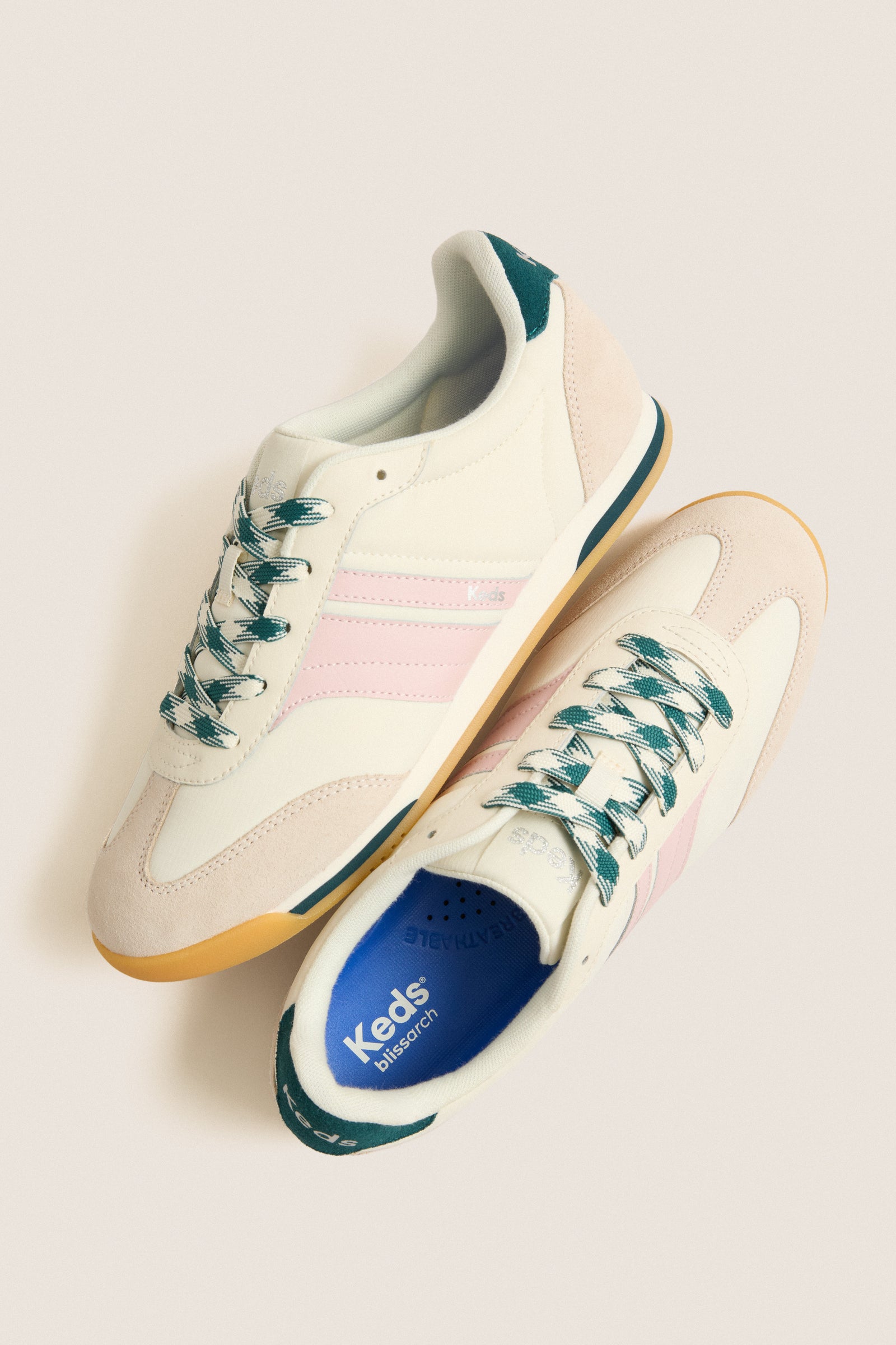 Egret with Dark Teal Revival Nylon Suede Sneakers
