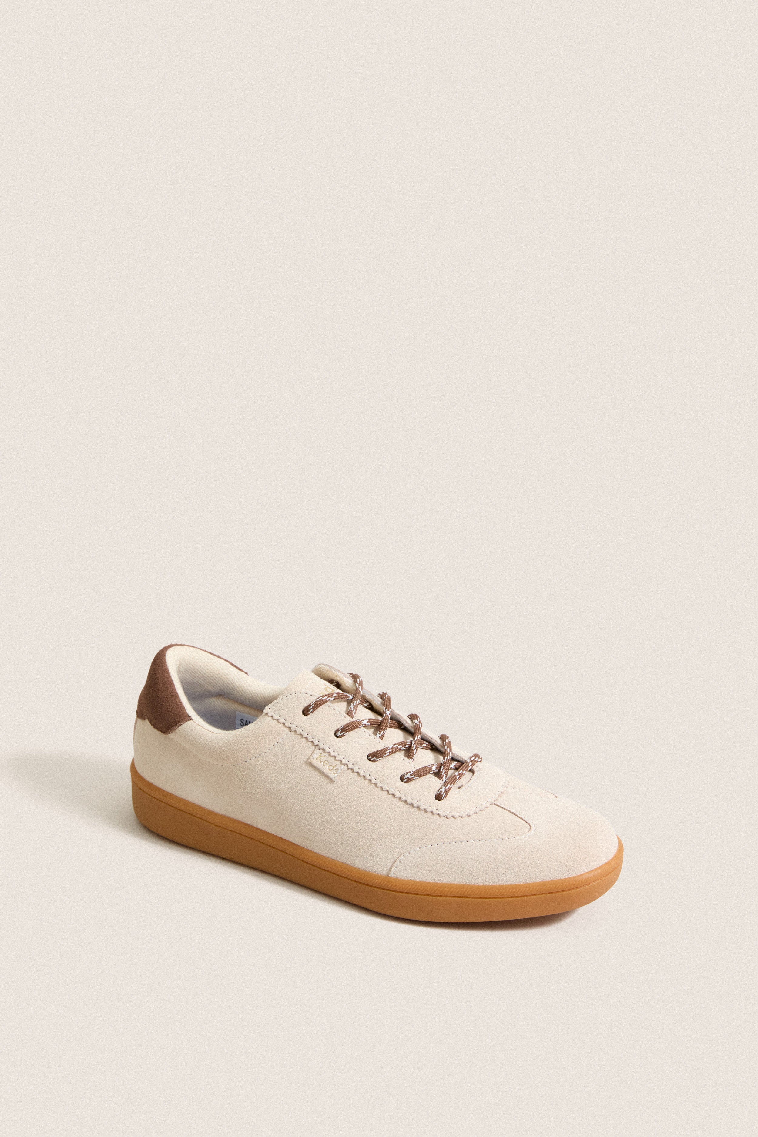 Parchment and Chocolate Ace II T-Toe Suede Sneakers