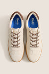 Parchment and Chocolate Ace II T-Toe Suede Sneakers