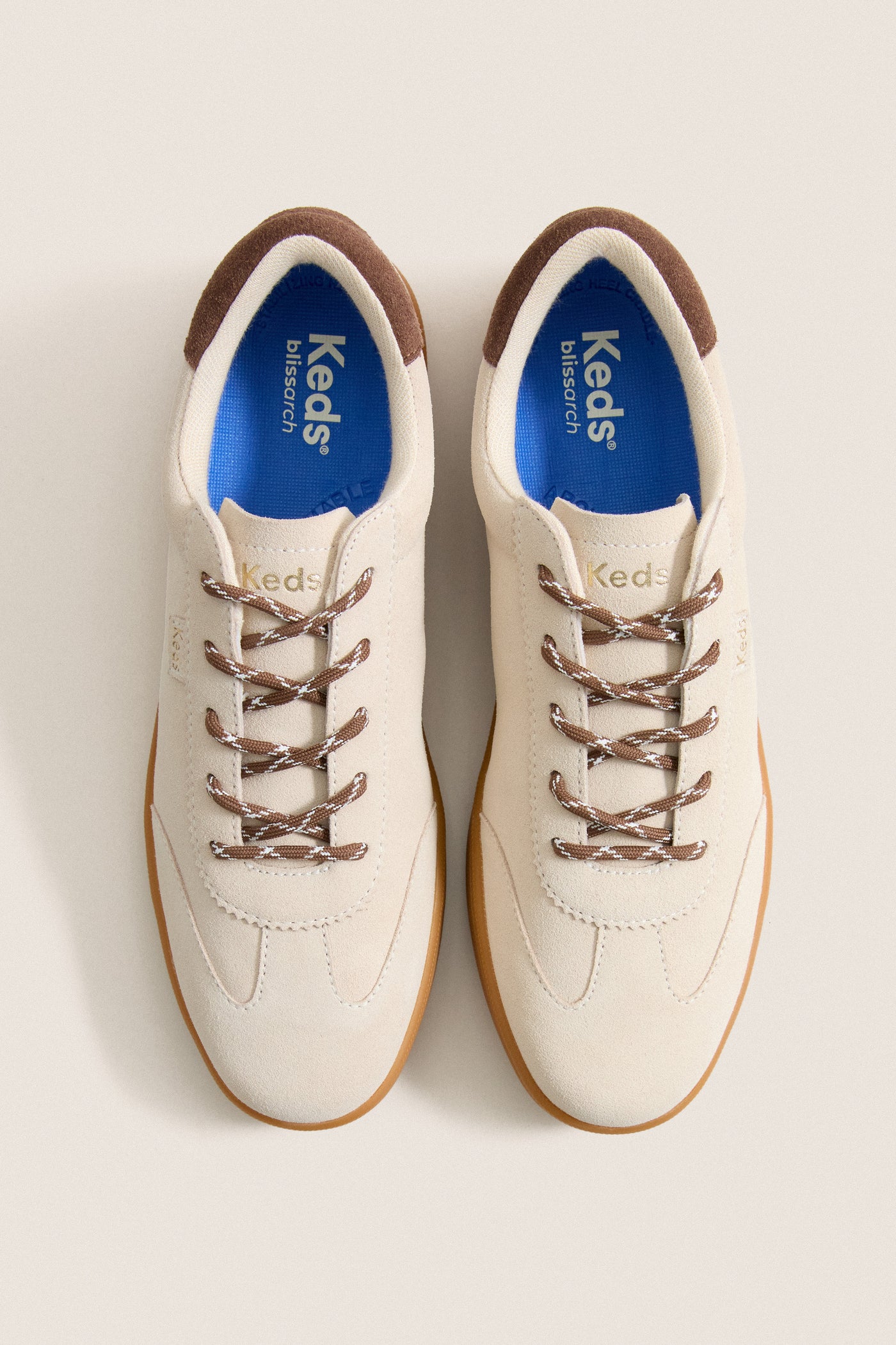 Parchment and Chocolate Ace II T-Toe Suede Sneakers