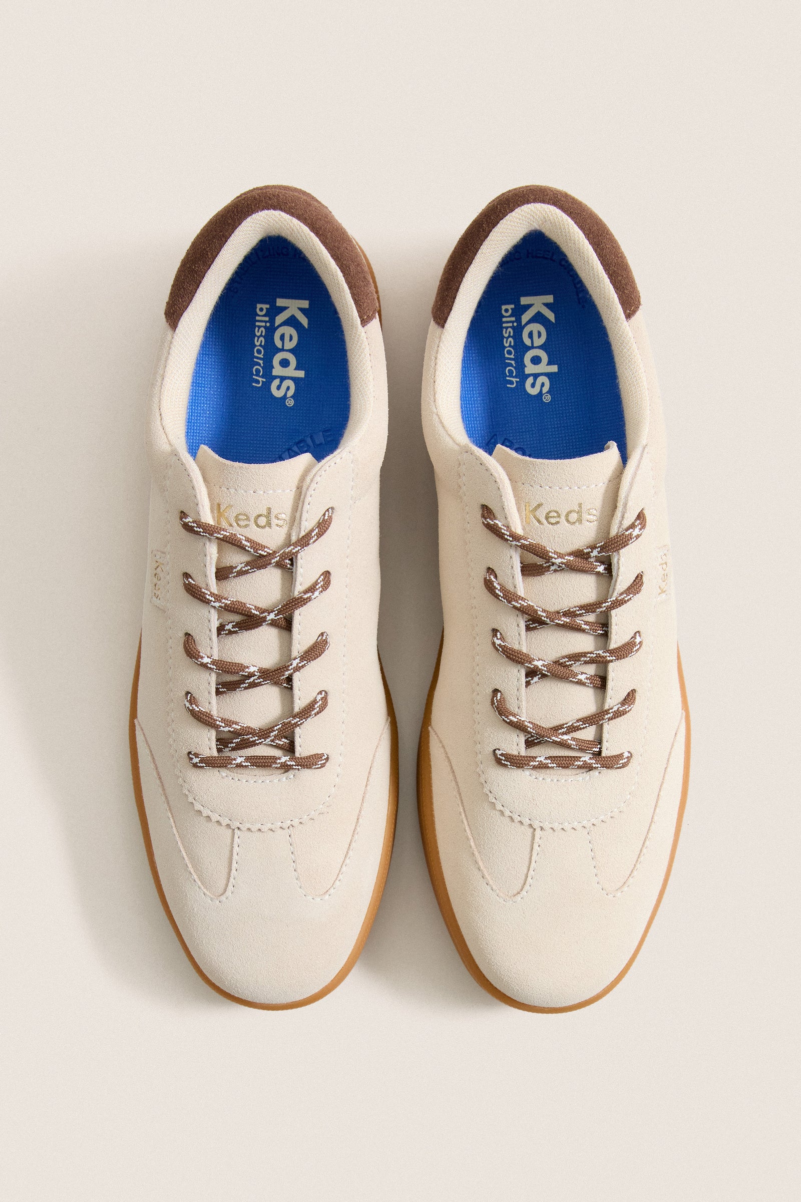 Parchment and Chocolate Ace II T-Toe Suede Sneakers