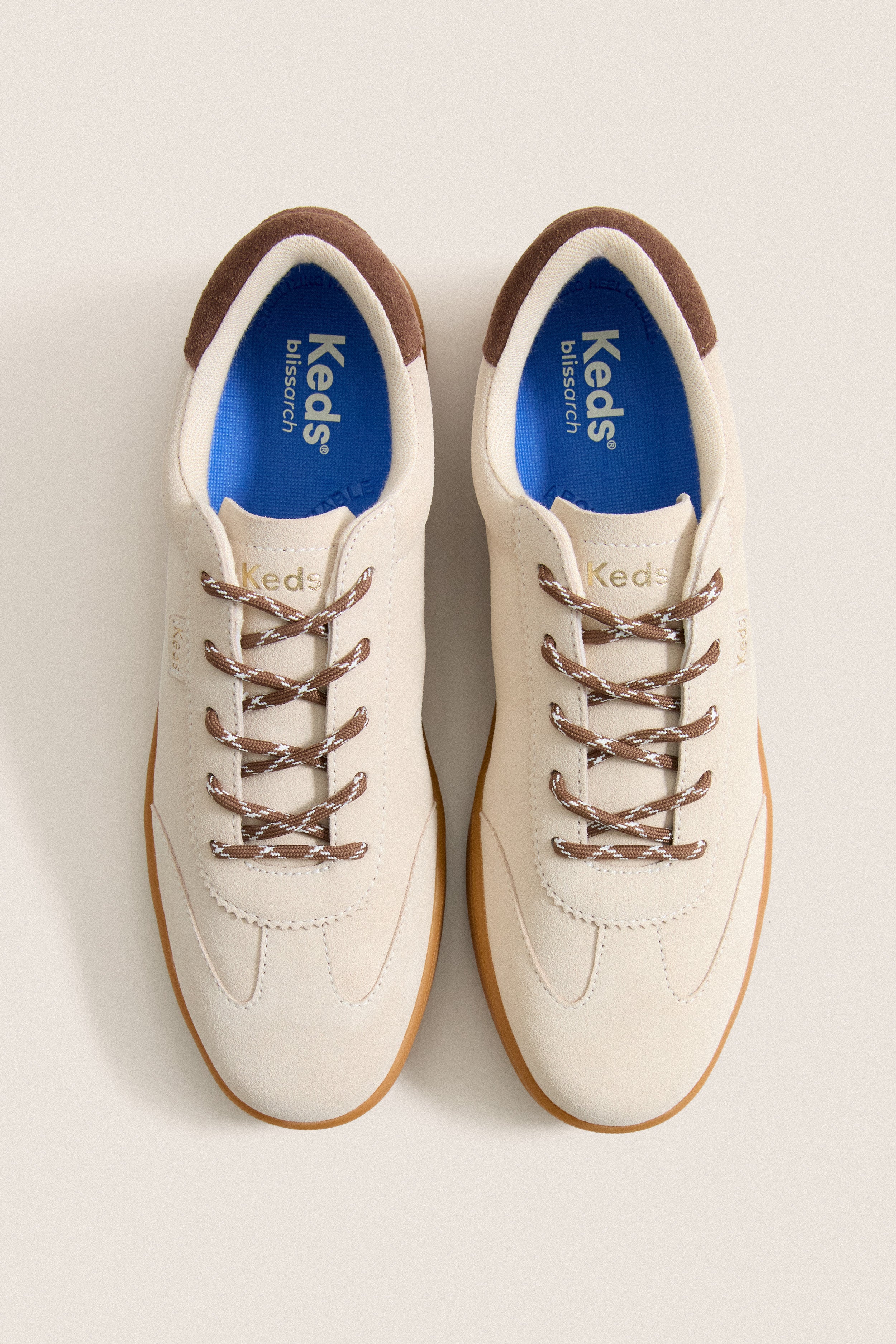 Parchment and Chocolate Ace II T-Toe Suede Sneakers