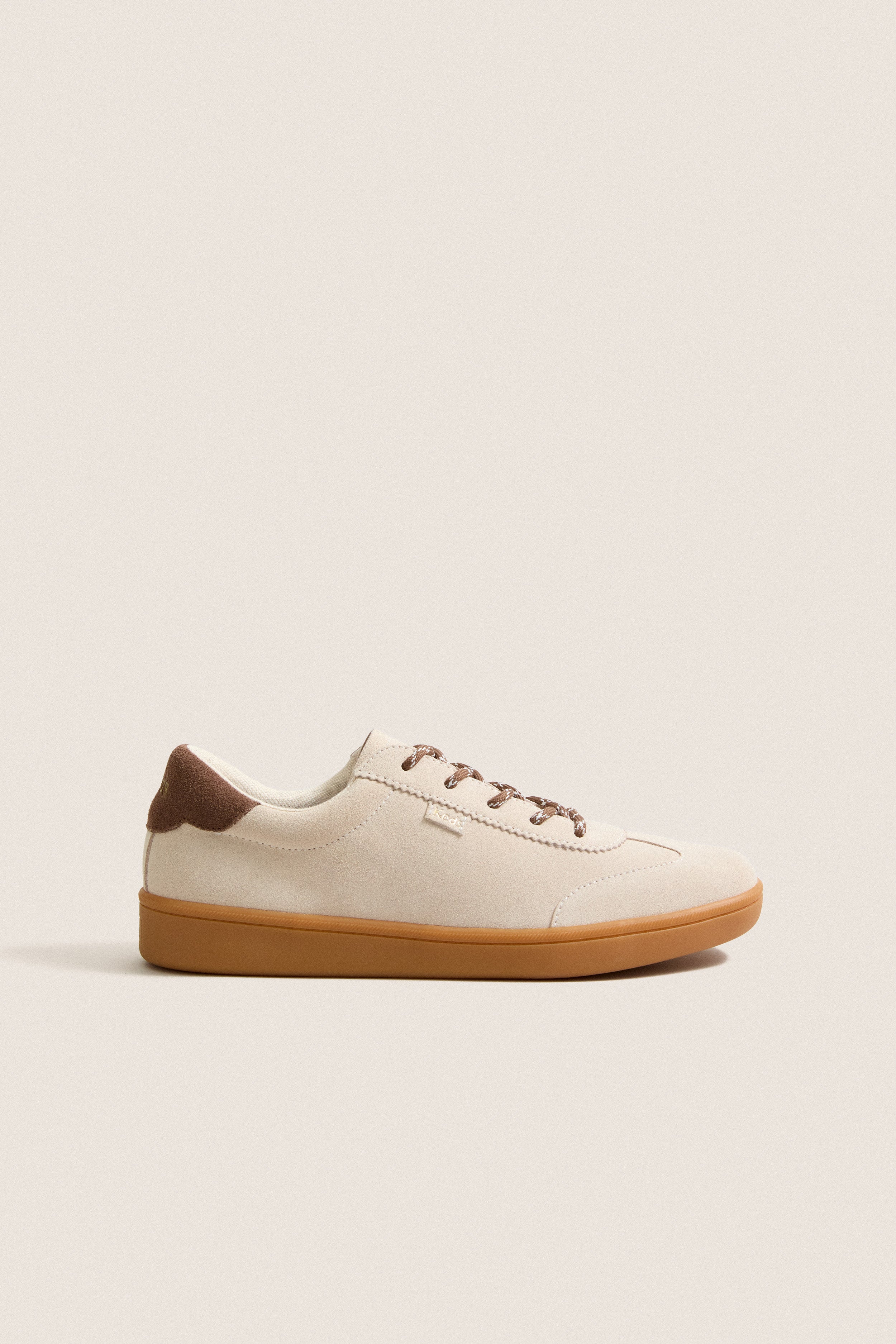 Parchment and Chocolate Ace II T-Toe Suede Sneakers