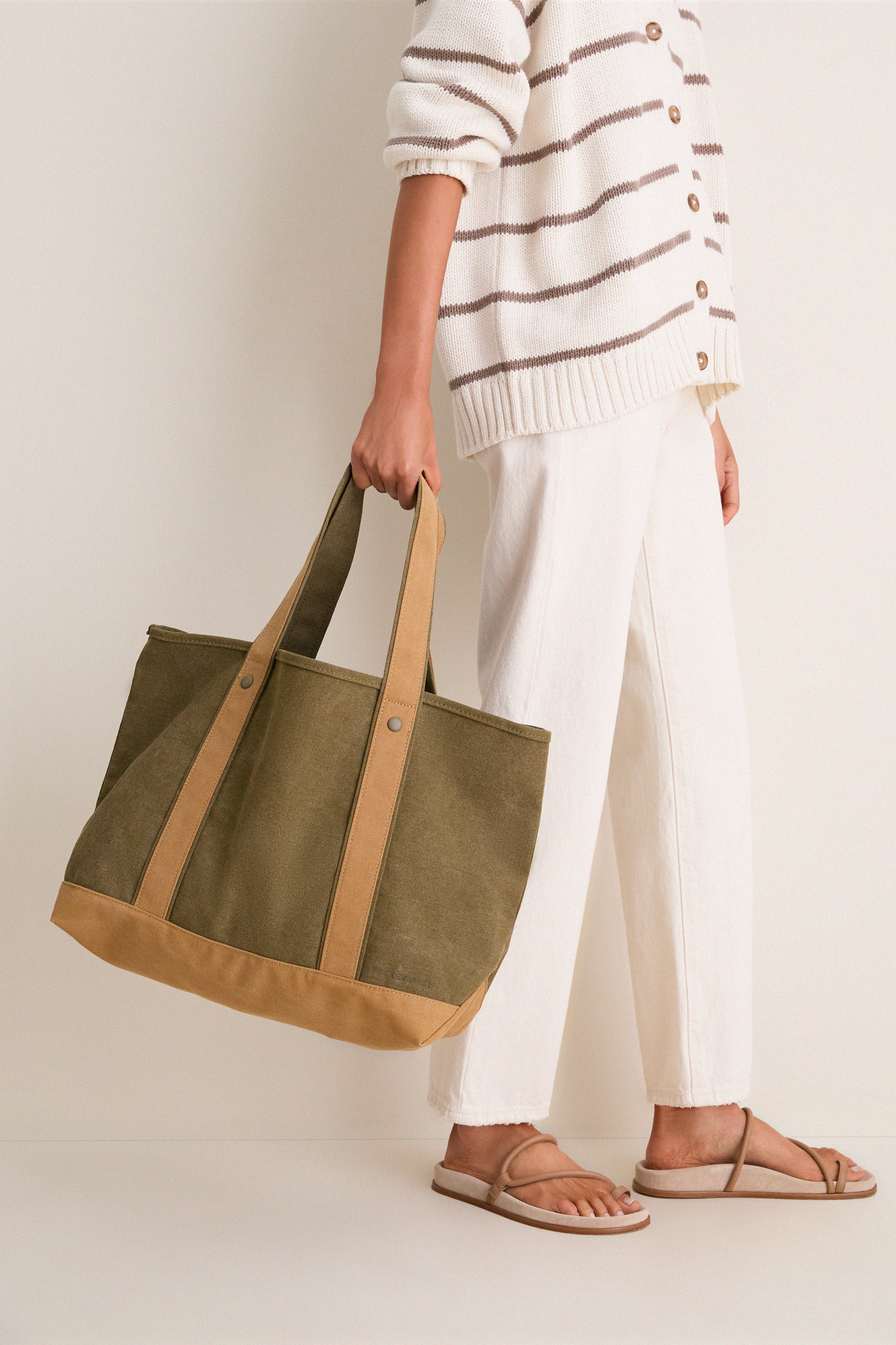 Large Olive Heritage Canvas Tote