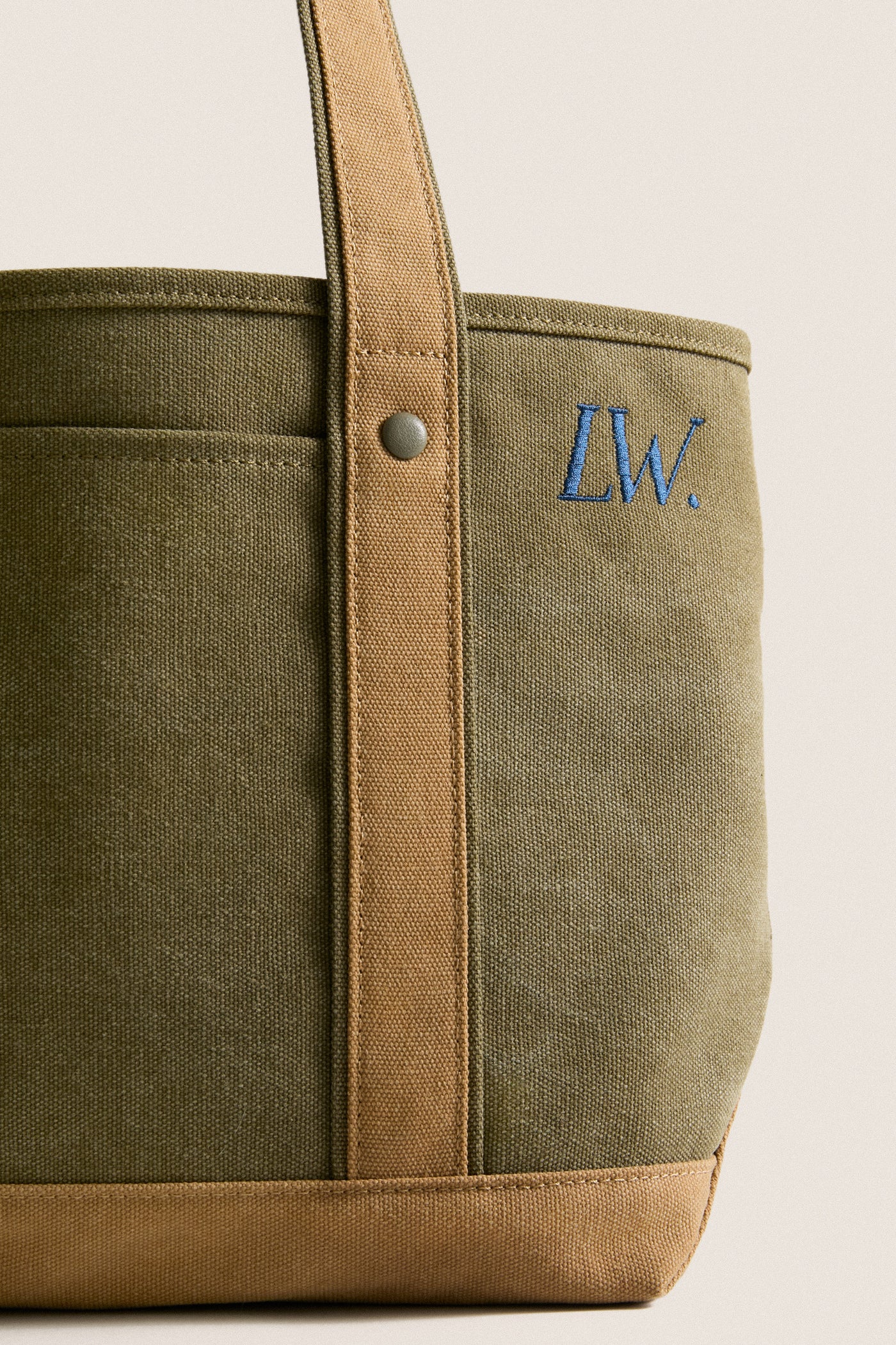 Small Olive Heritage Canvas Tote