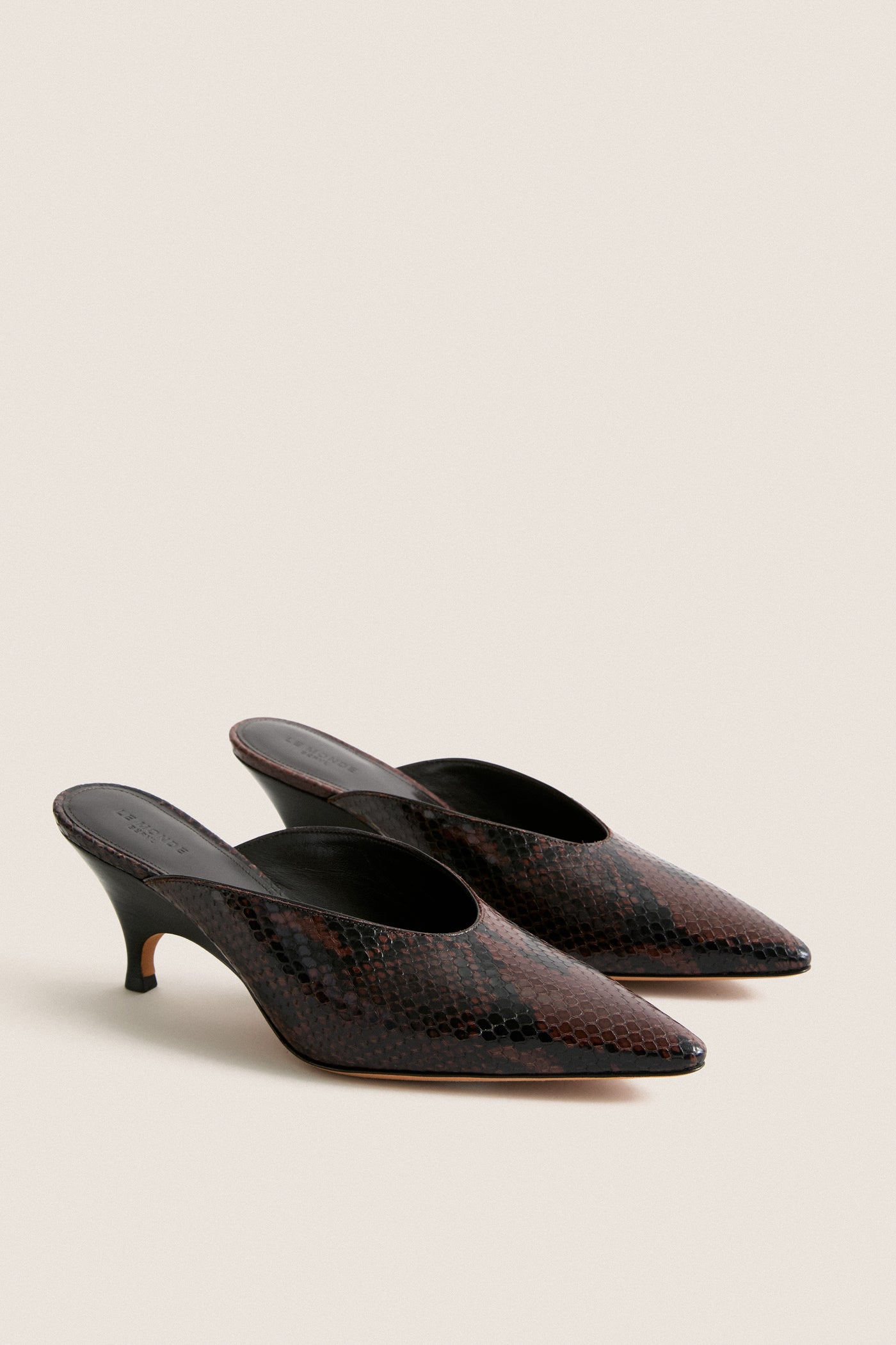 Chocolate Petra Mule Heels