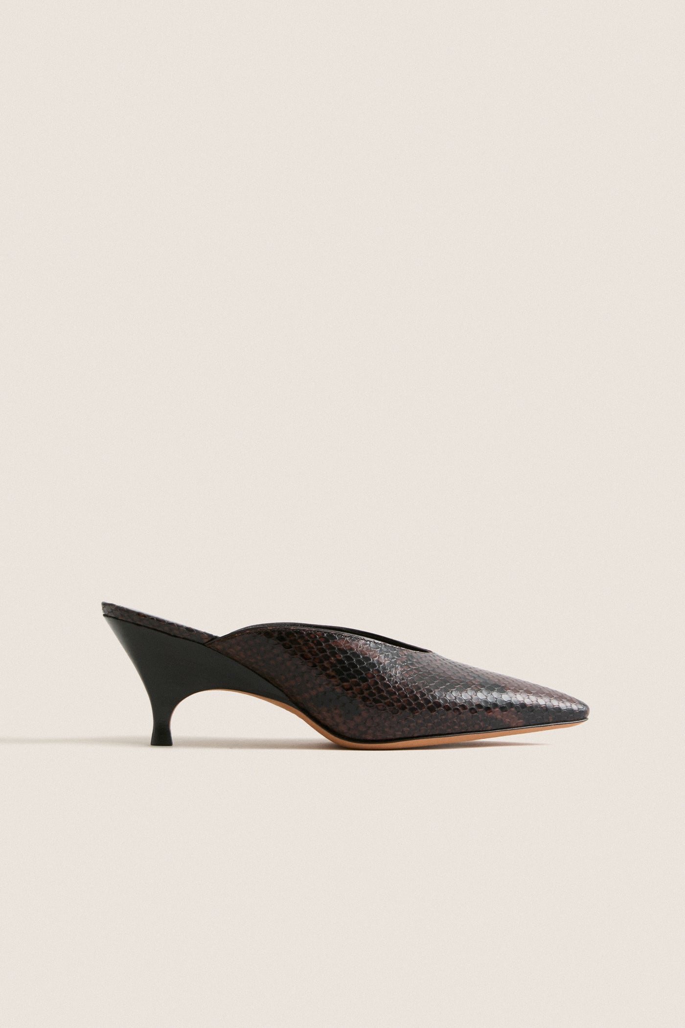 Chocolate Petra Mule Heels