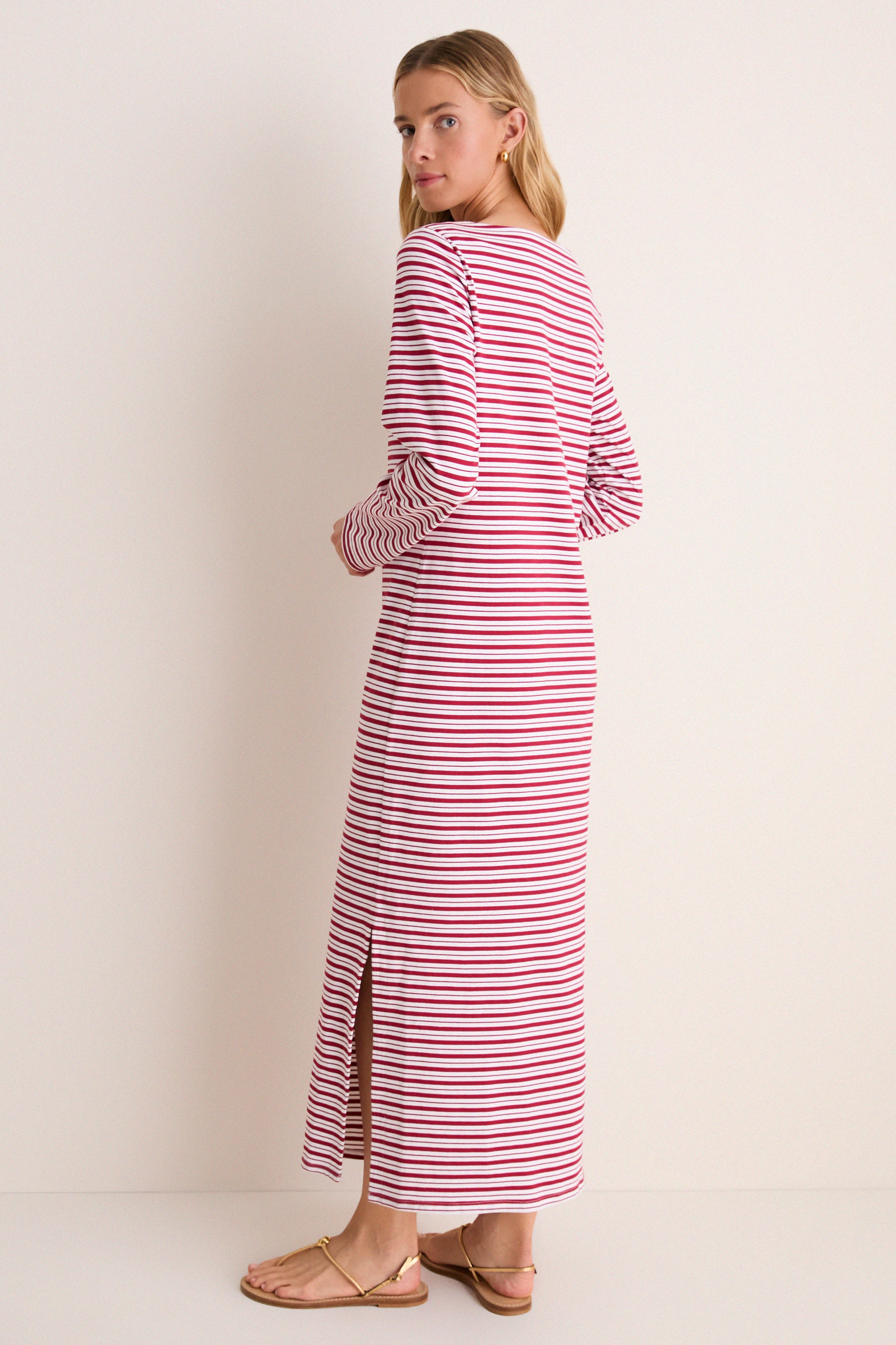 Red Stripe Boatneck Tuzzi Dress