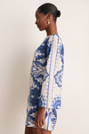 Ultramarine Medallion Cotton Linen Linden Mini Dress