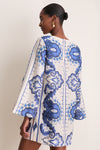 Ultramarine Medallion Cotton Linen Linden Mini Dress