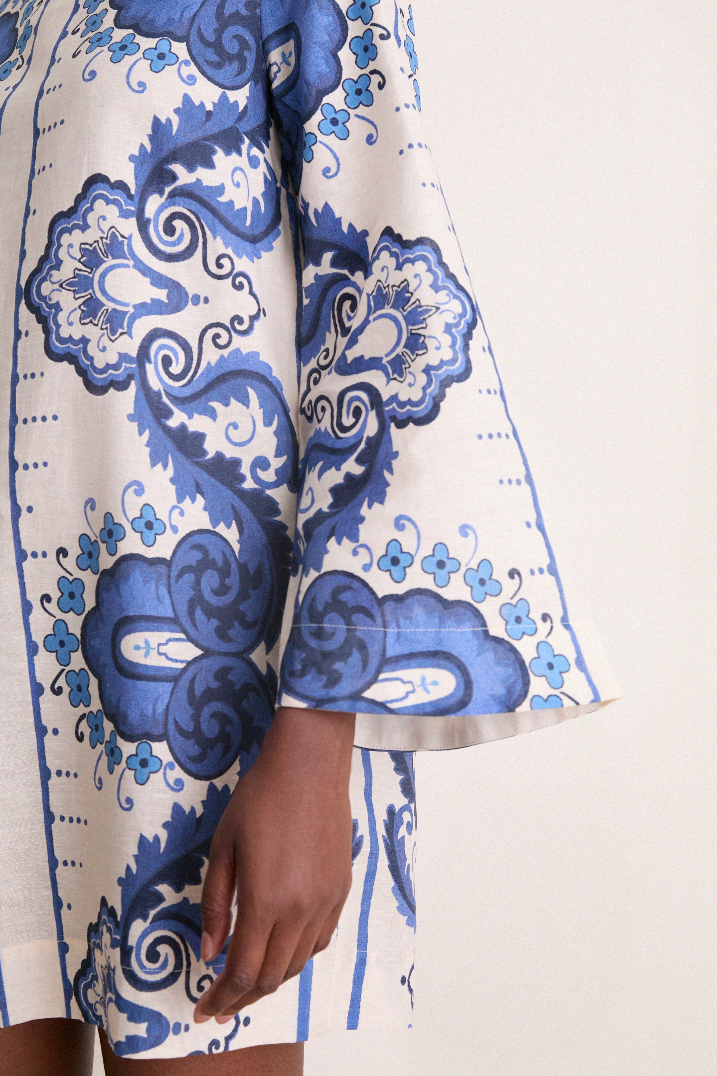Ultramarine Medallion Cotton Linen Linden Mini Dress | Tuckernuck