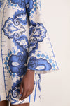 Ultramarine Medallion Cotton Linen Linden Mini Dress