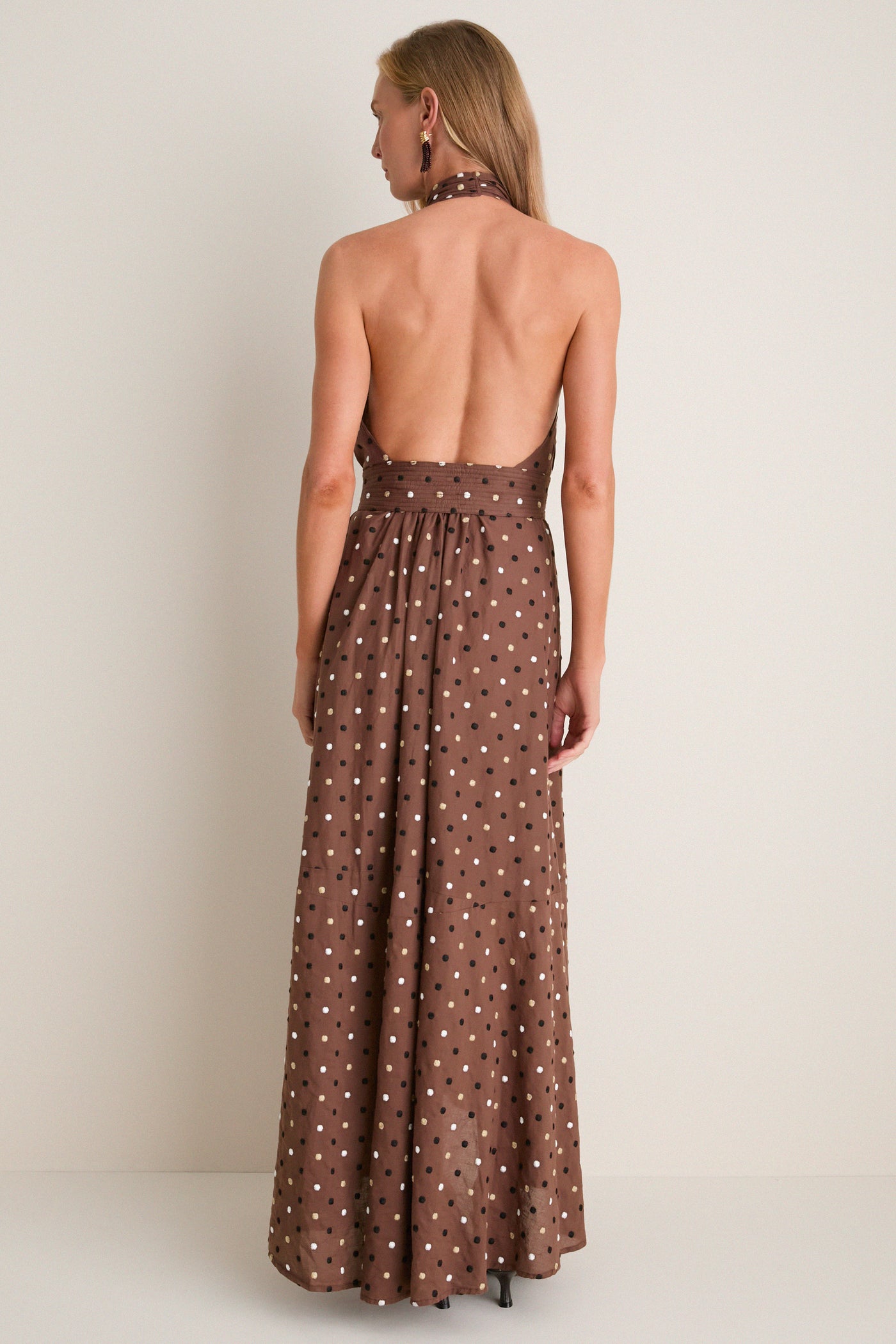 Neapolitan Embroidered Dot Hadley Halter Dress