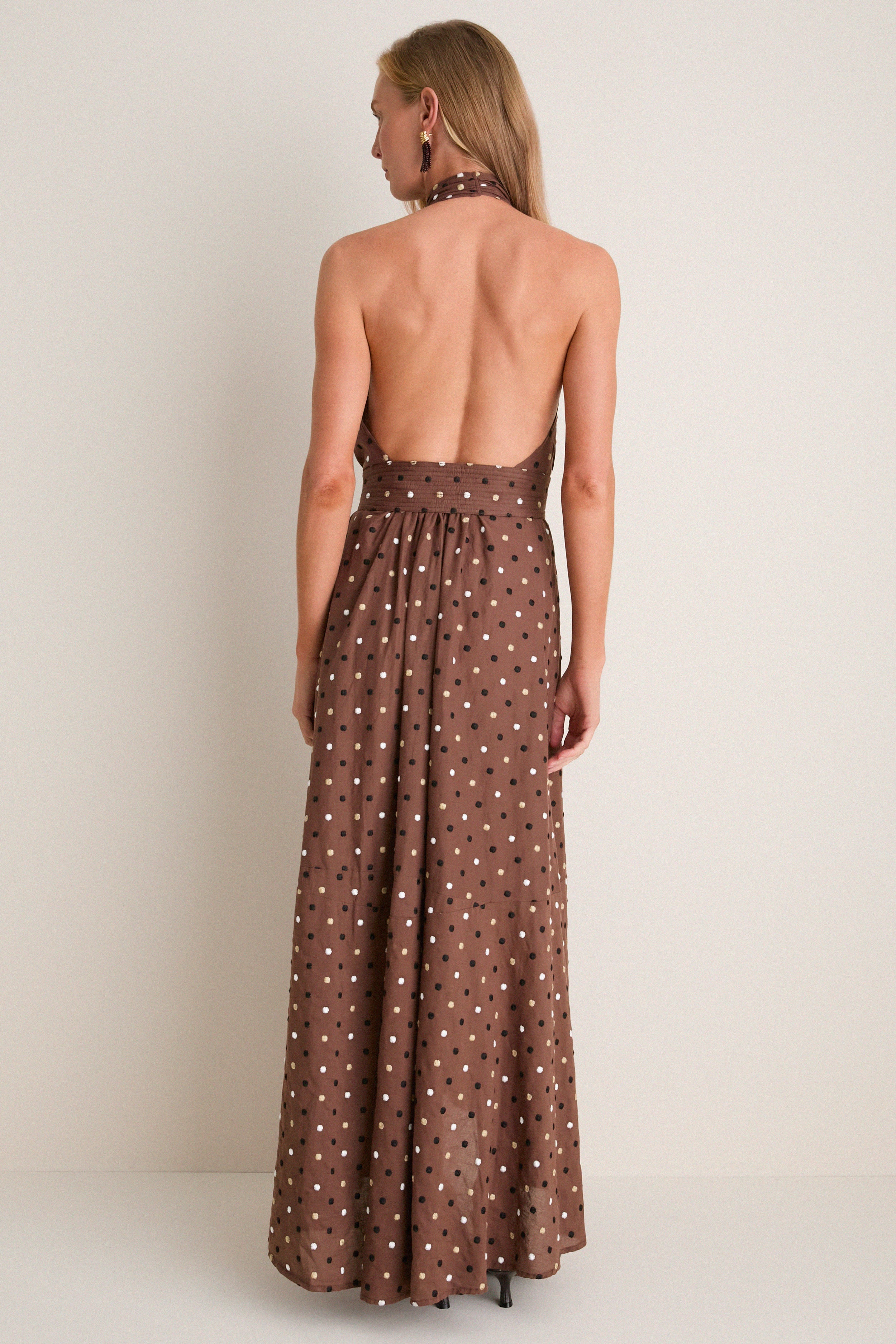 Neapolitan Embroidered Dot Hadley Halter Dress