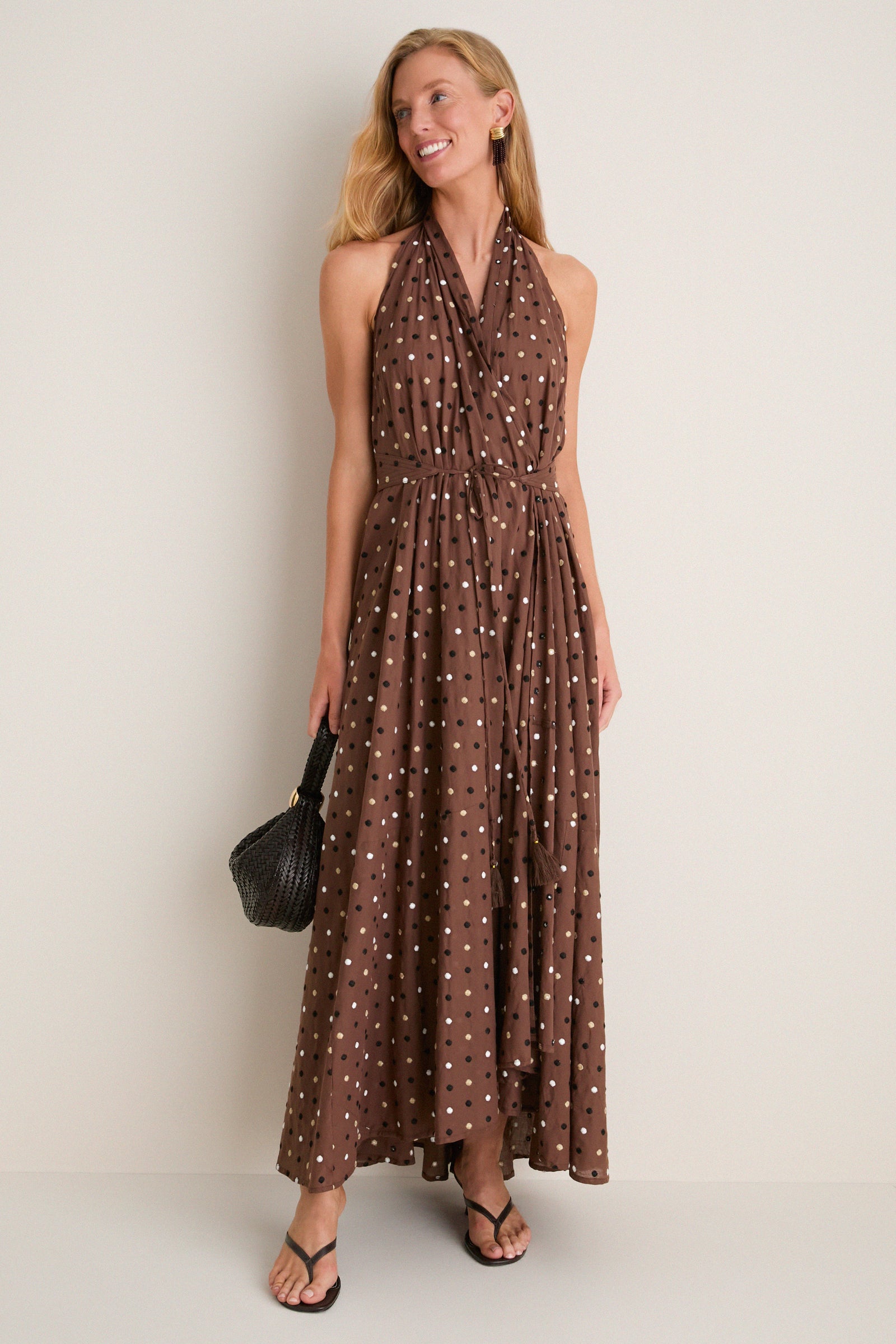 Neapolitan Embroidered Dot Hadley Halter Dress