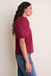 Oxblood Quilted Sleeve Olivia Blouse