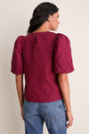 Oxblood Quilted Sleeve Olivia Blouse