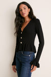 Black Bejeweled Button Sylvia Cardigan
