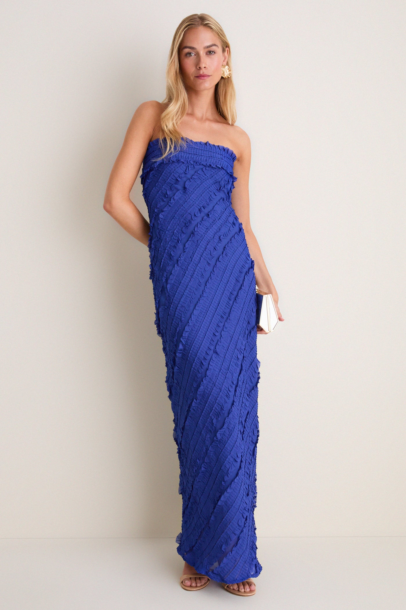 Cobalt Blue Textured Carrie Strapless Dress