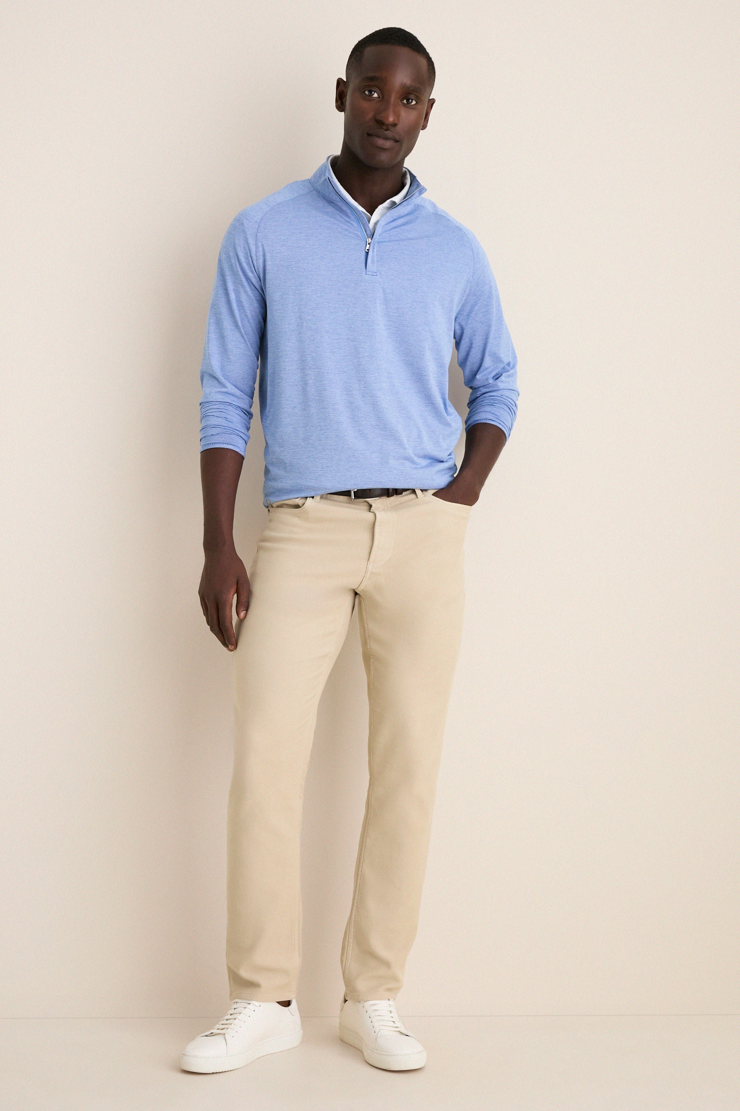 Dust Blue Stealth Stripe Performance Quarter Zip | Peter Millar