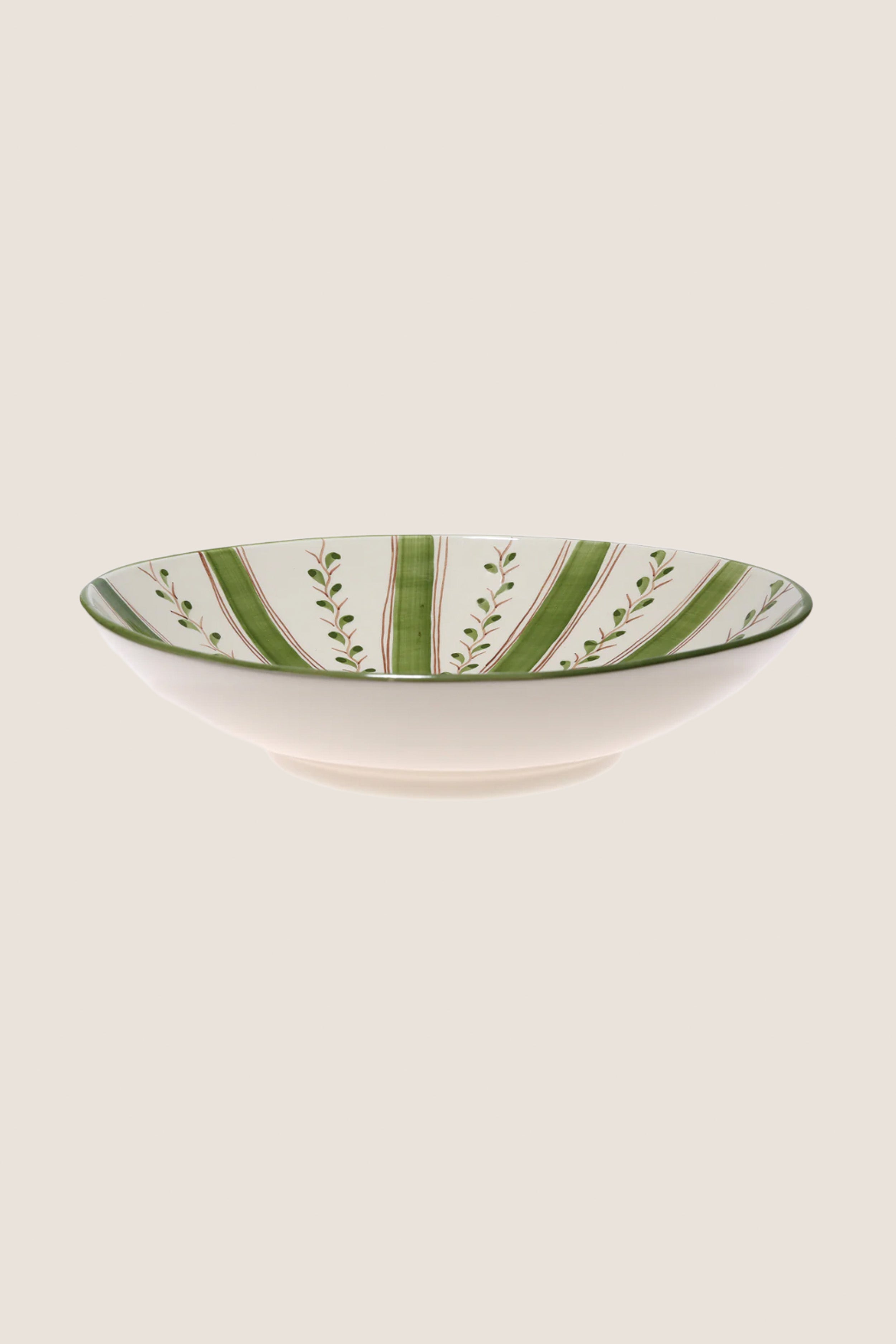 Olive Stripe Serving Bowl