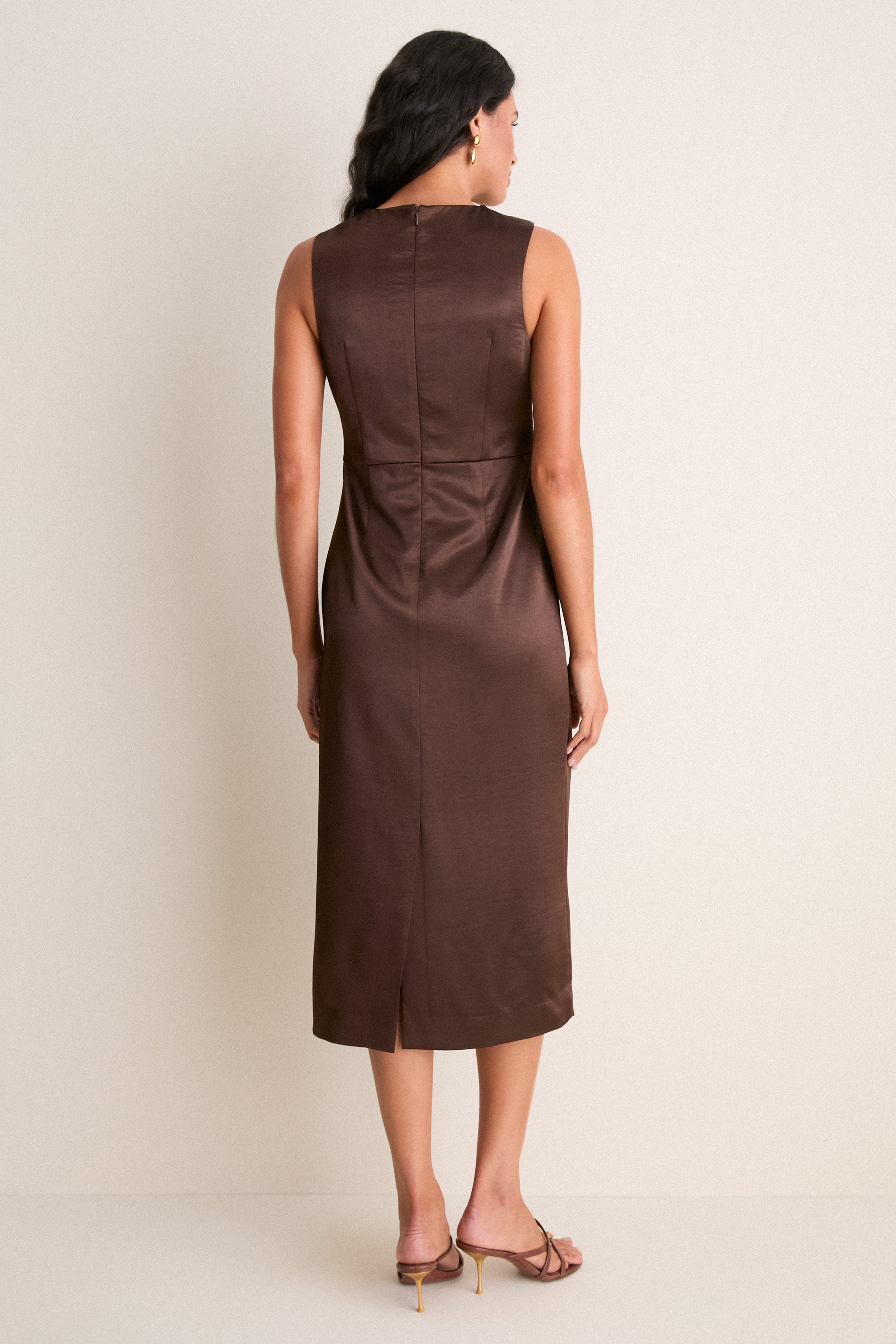 Cappuccino Satin Celeste Midi Dress
