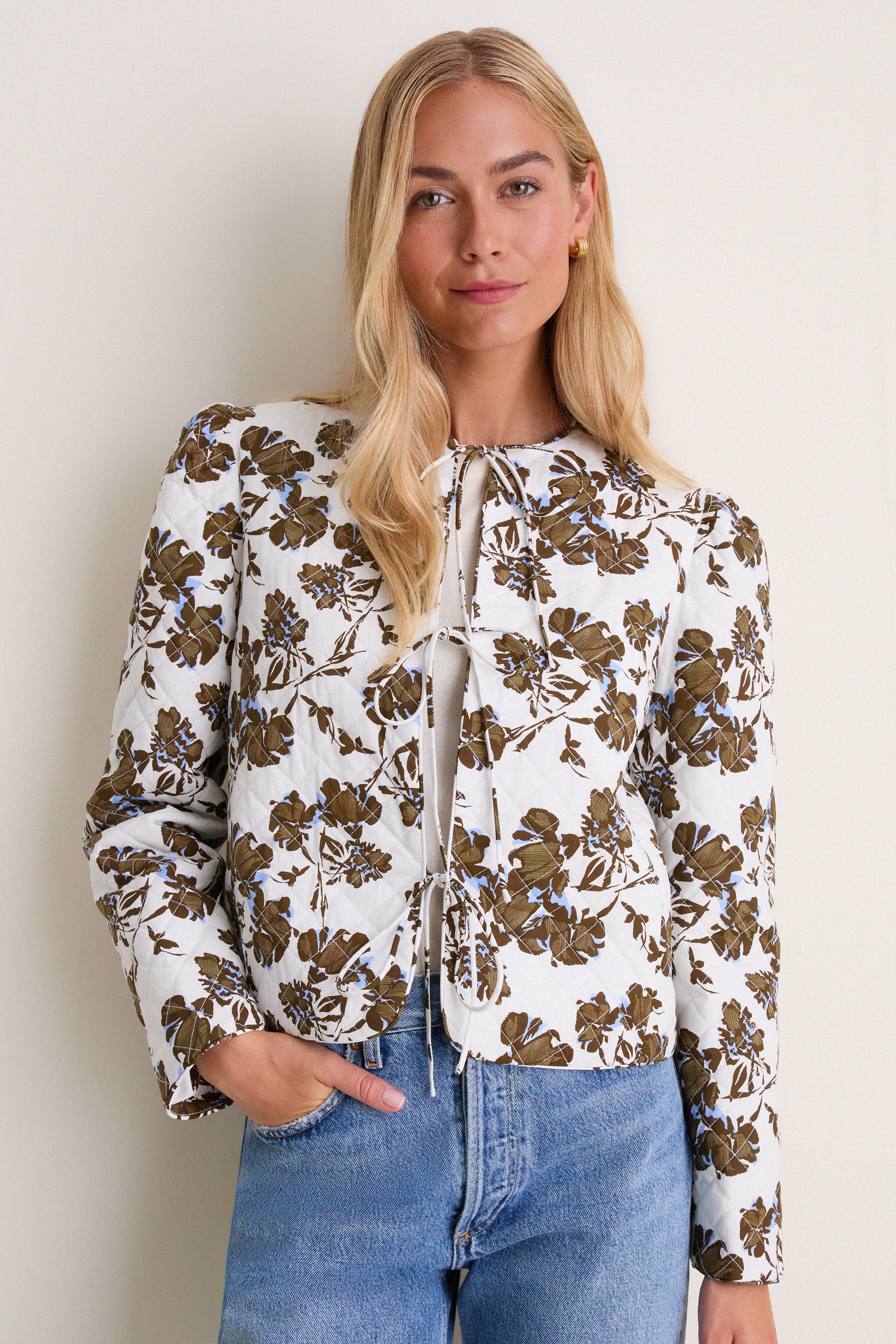 Brown & Blue Floral Skye Quilted Jacket