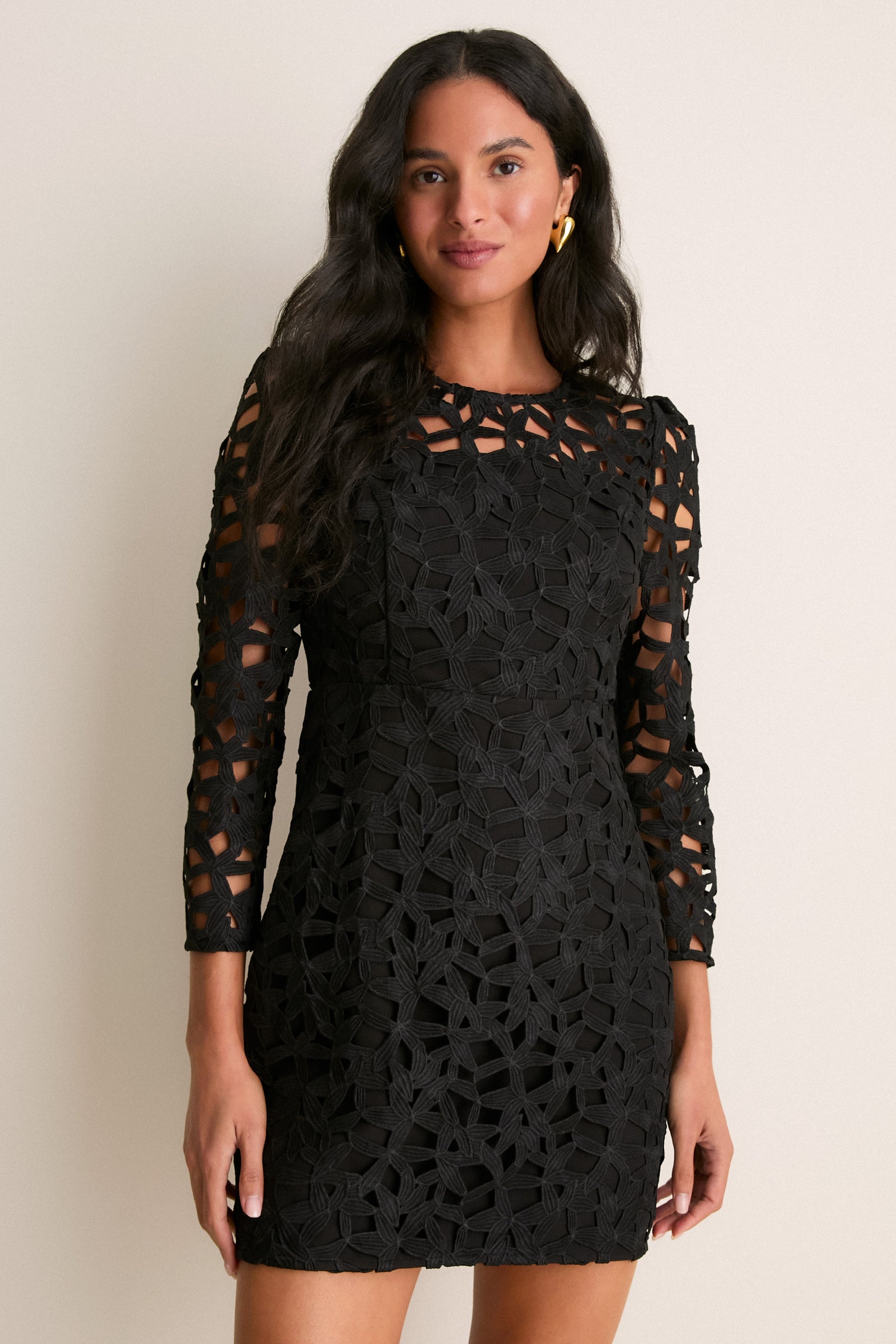 Black Eyelet Elodie Mini Dress