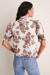 Brown Floral Stripe Eliza Blouse